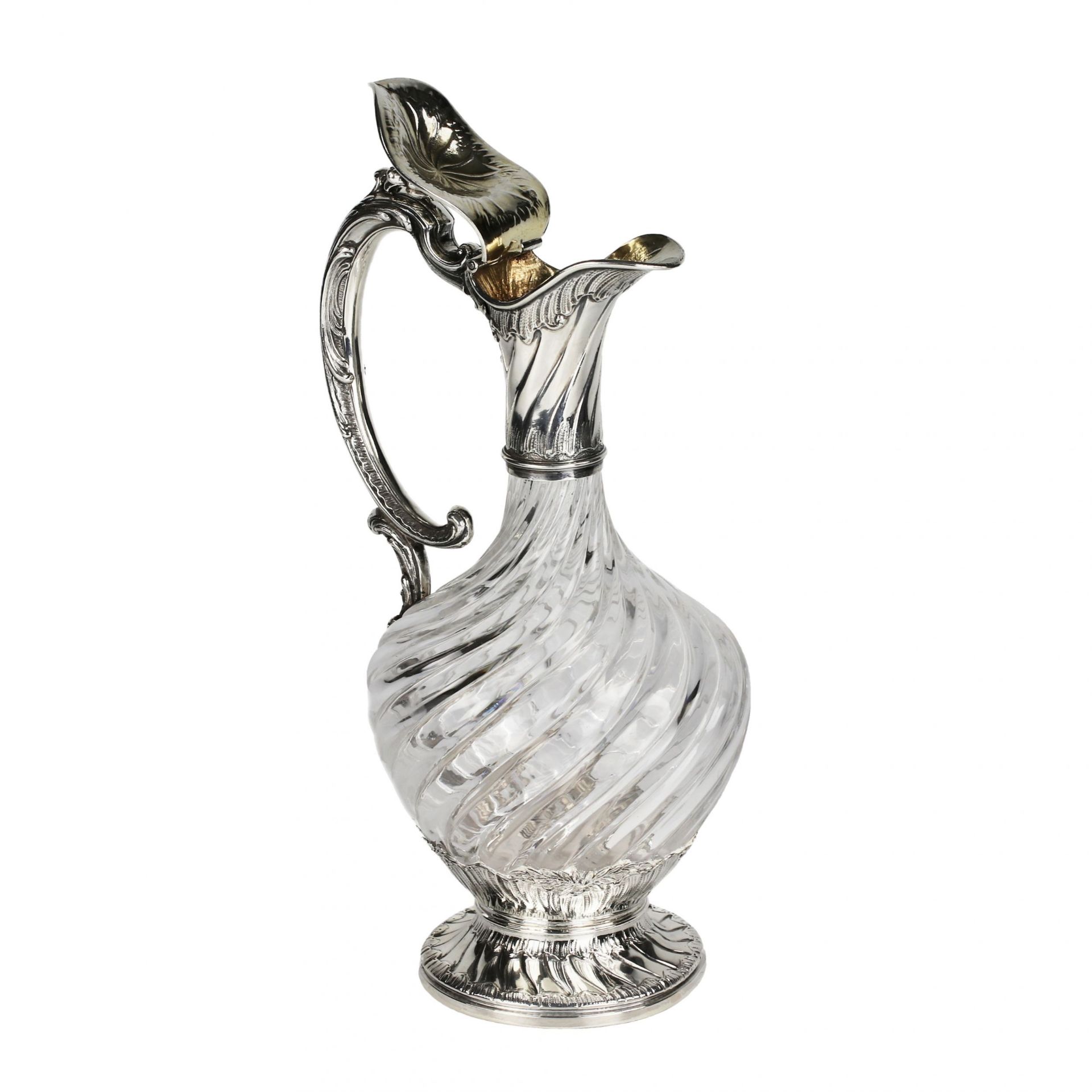 Elegant. glass wine jug in silver. France 19th century. - Image 3 of 6
