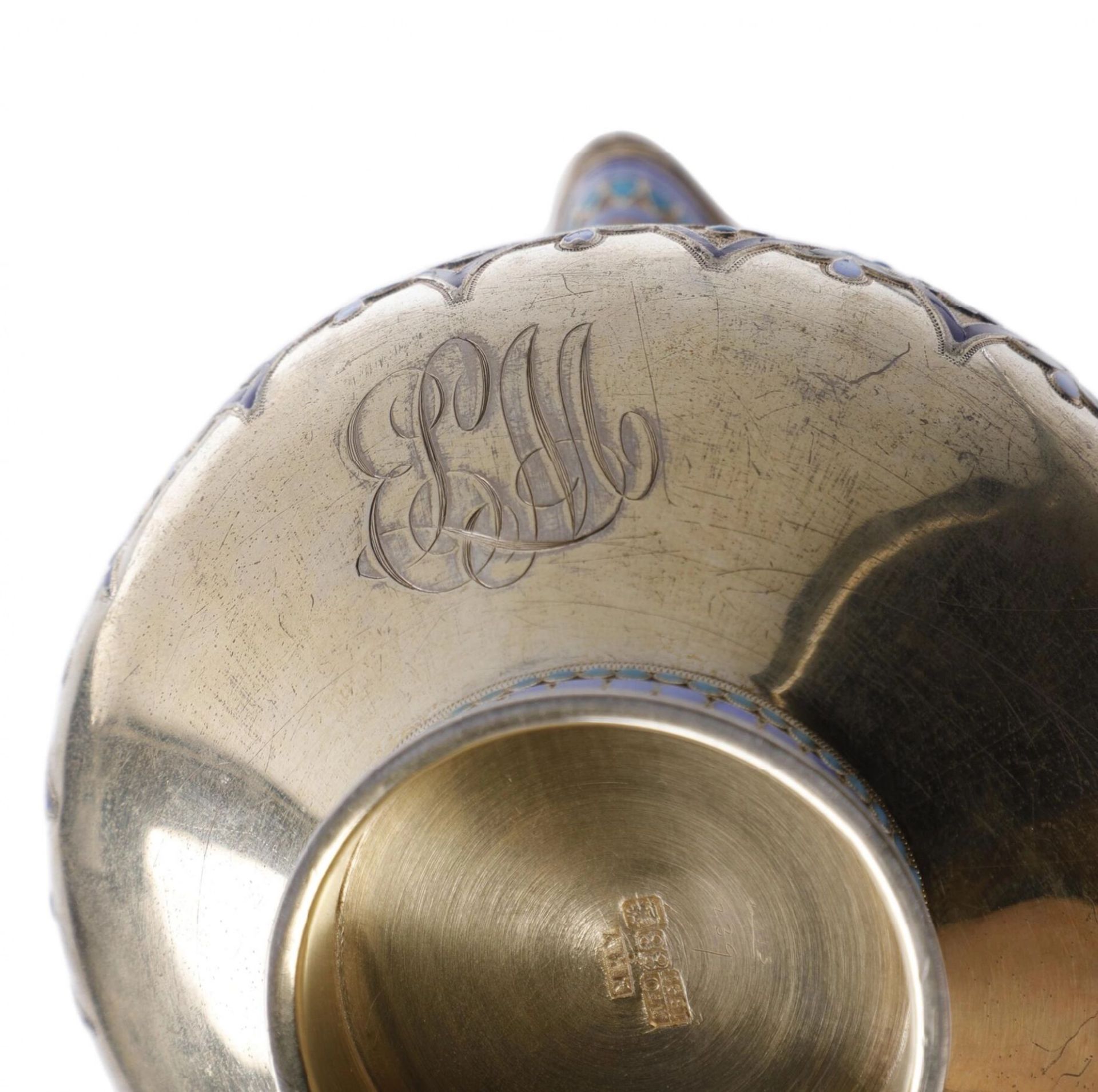 Russian silver jug for kvass. Antip Ivanovich Kuzmichev 1891. - Image 3 of 6