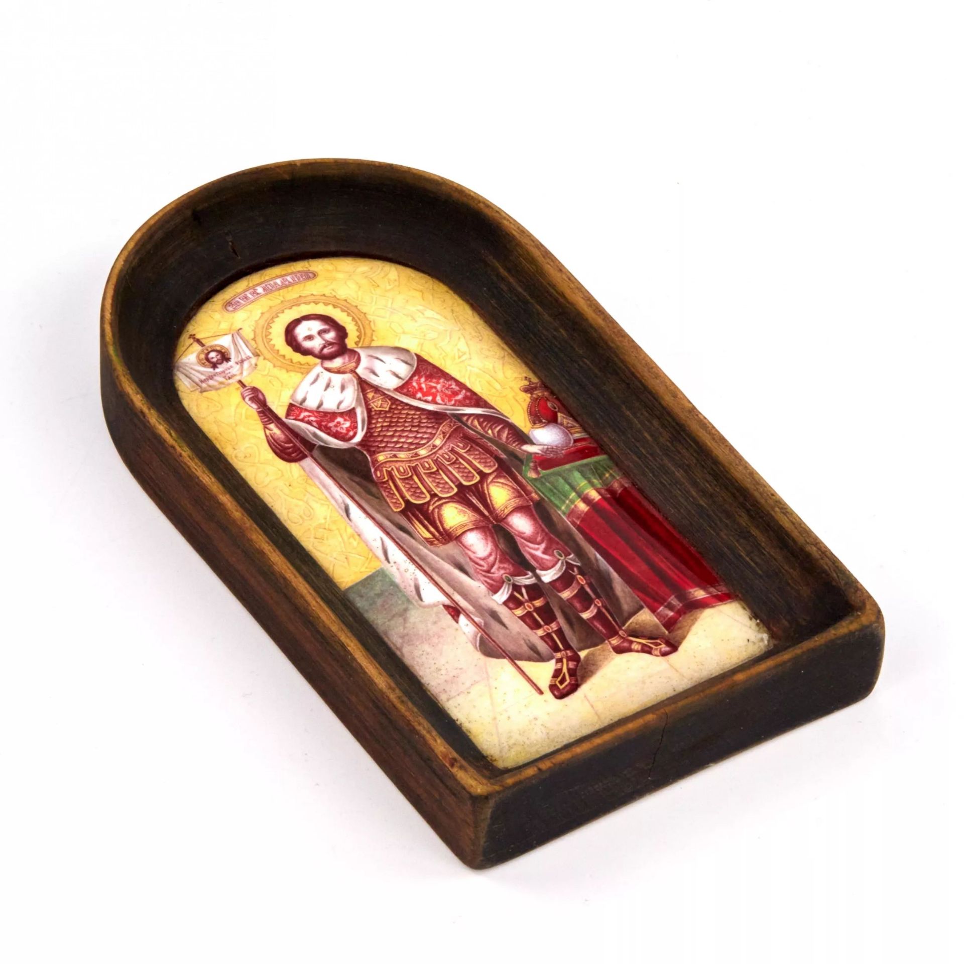 Icon of the Holy Blessed Prince Alexander Nevsky on porcelain. - Bild 4 aus 6