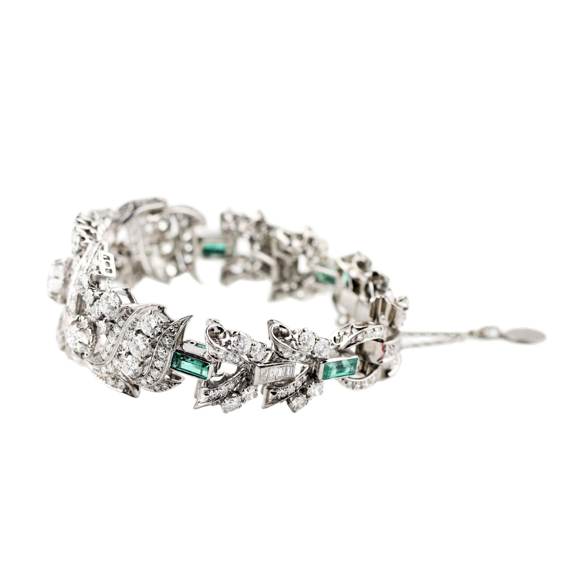 White gold bracelet with diamonds and emeralds - Image 3 of 6