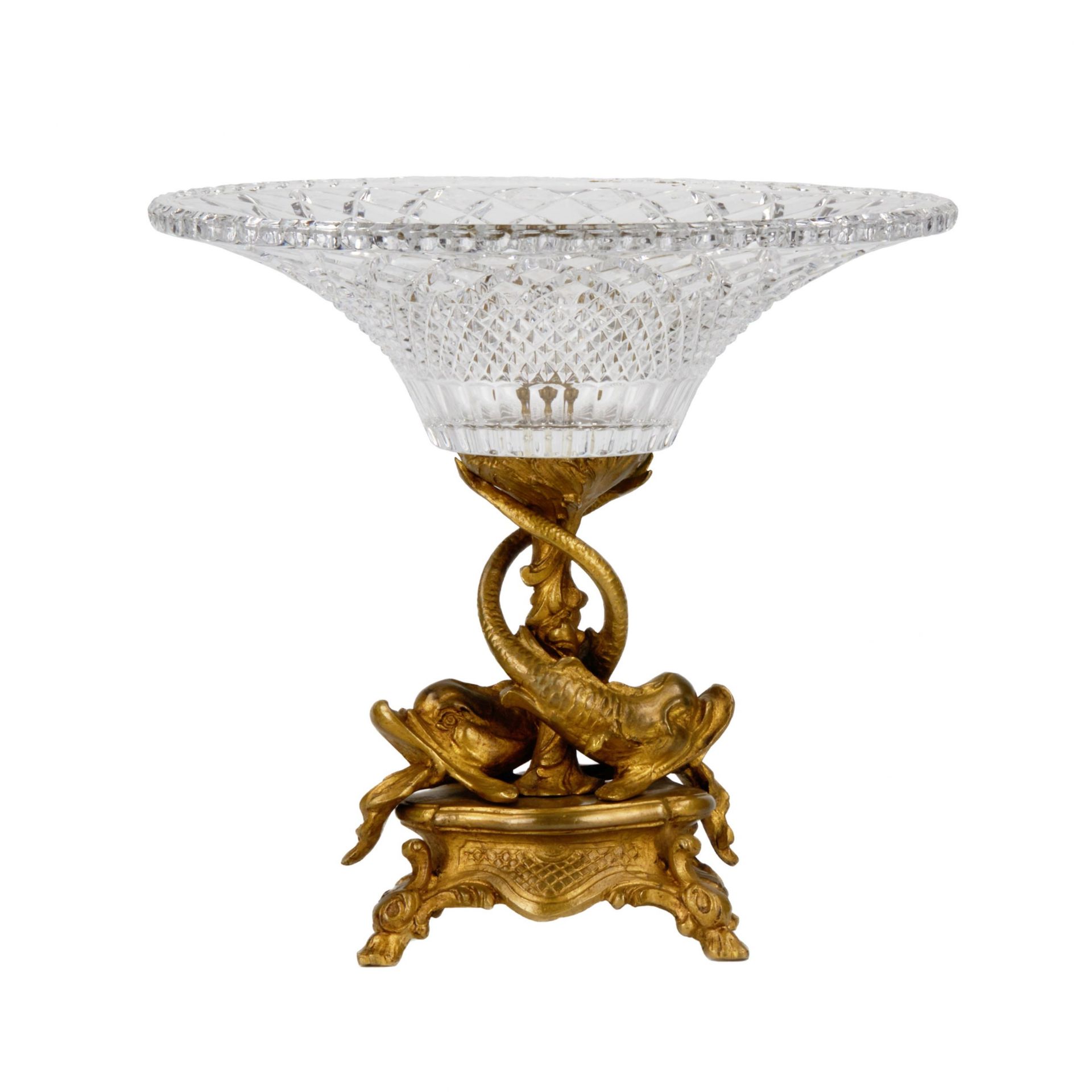 Large fruit bowl in crystal and bronze in the style of Napoleon III. 19th century