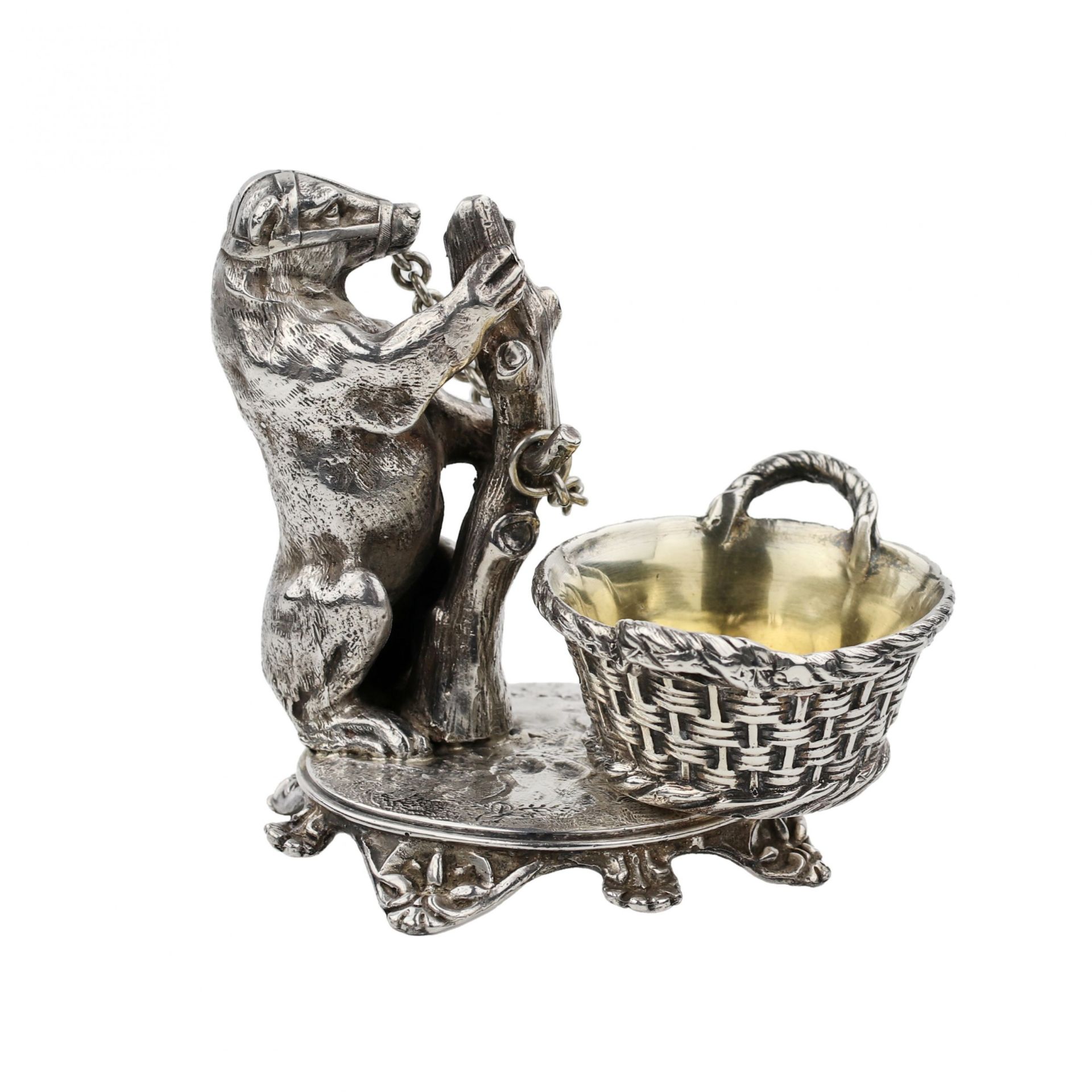 Witty, silver salt shaker with a bear, workshop Grachev.1889 - Image 3 of 8