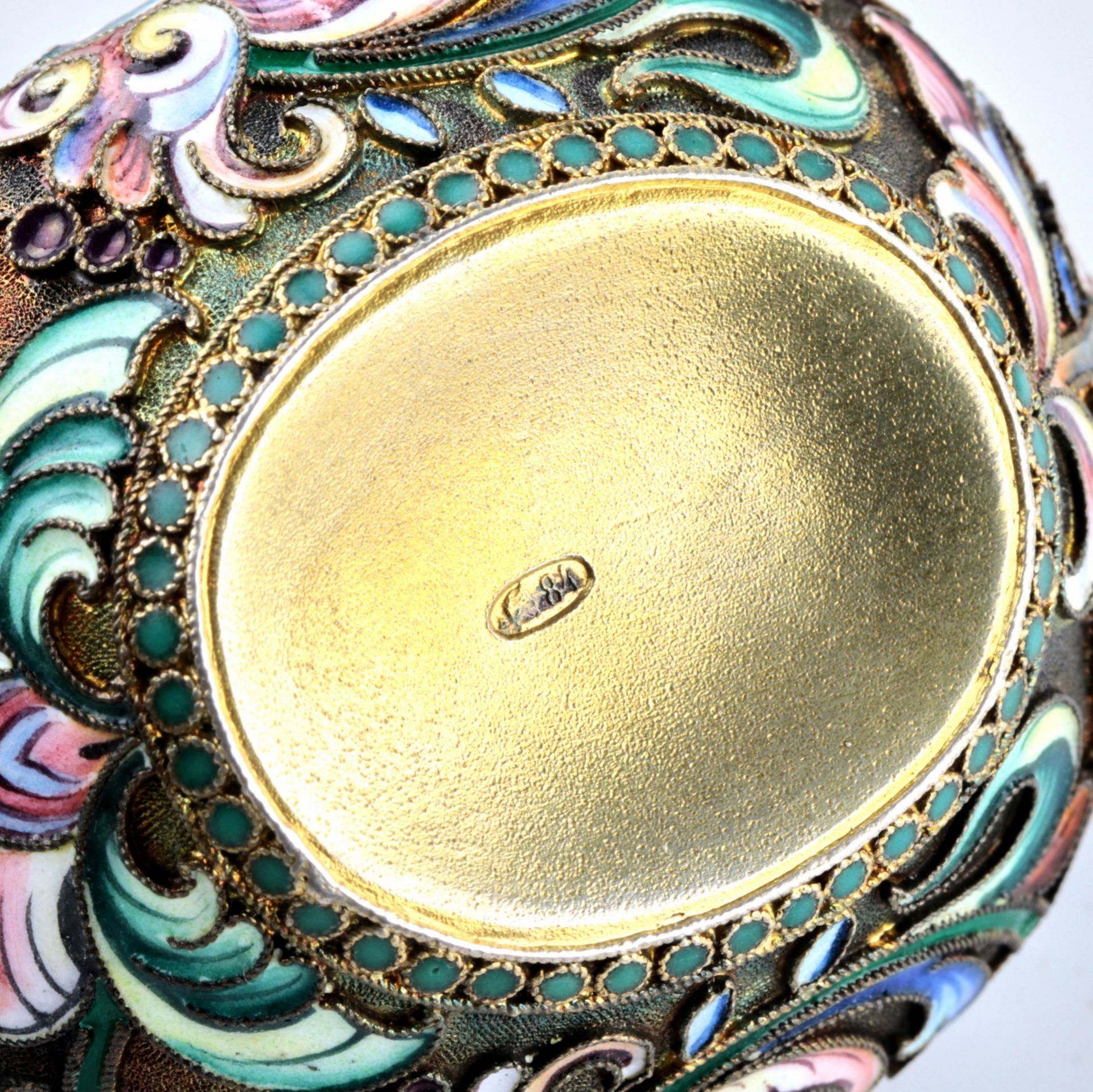 Pair of cloisonne enamel silver salt cellars - Image 8 of 8