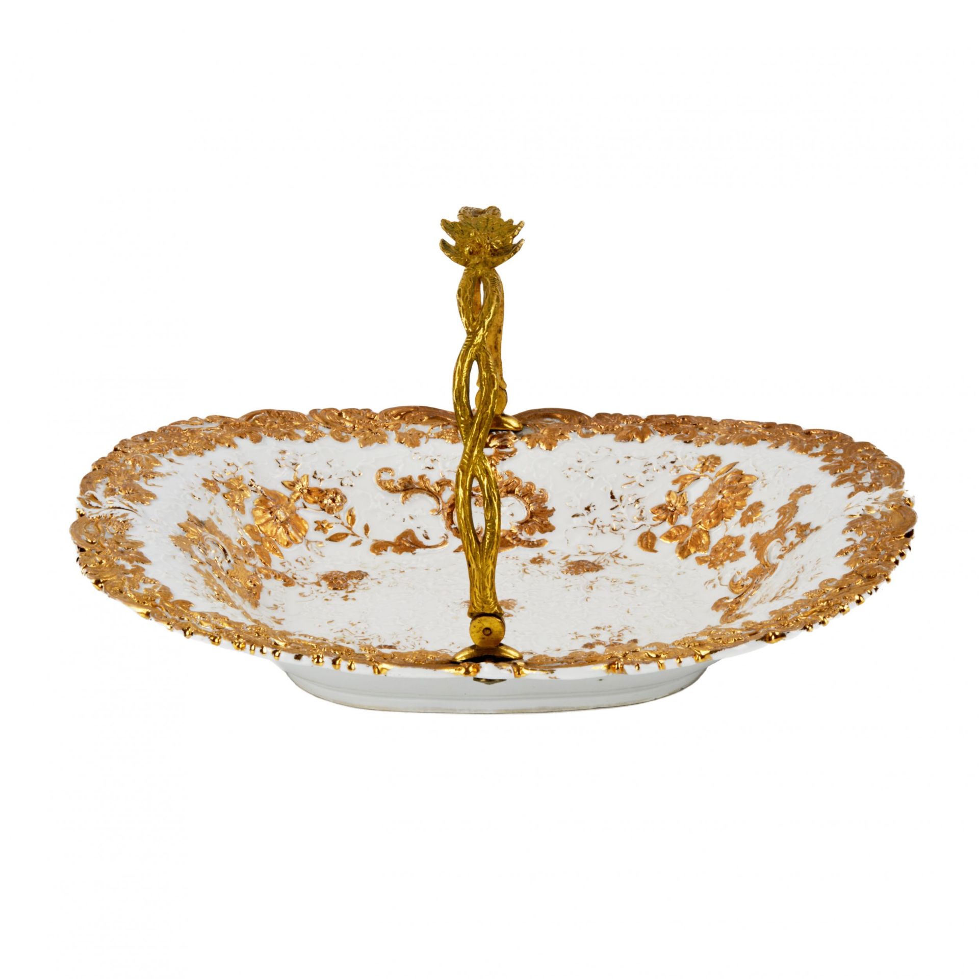 Meissen porcelain dish with metal handle. - Image 3 of 5