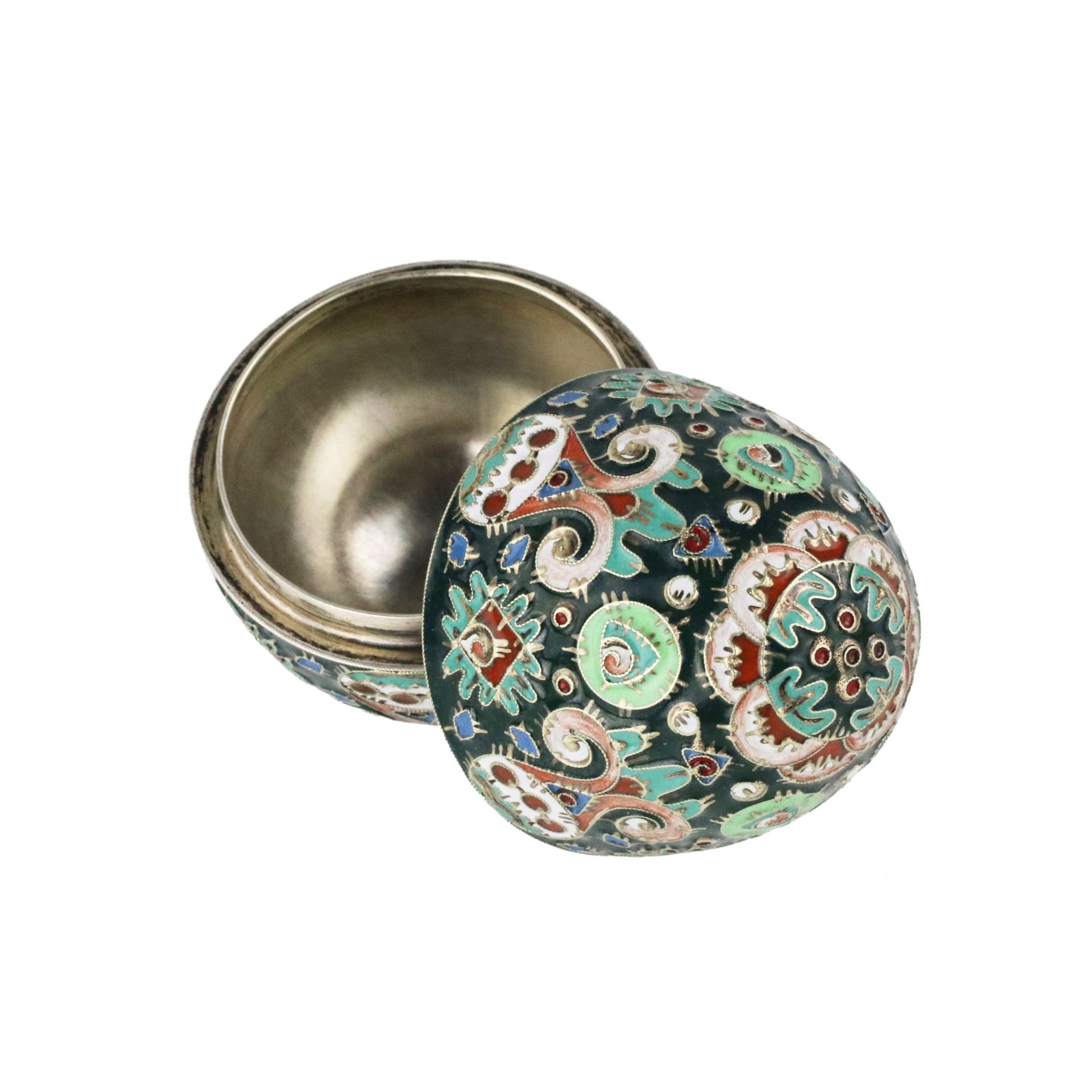 Two-part decorative silver Easter egg with cloisonne enamel. - Image 4 of 6