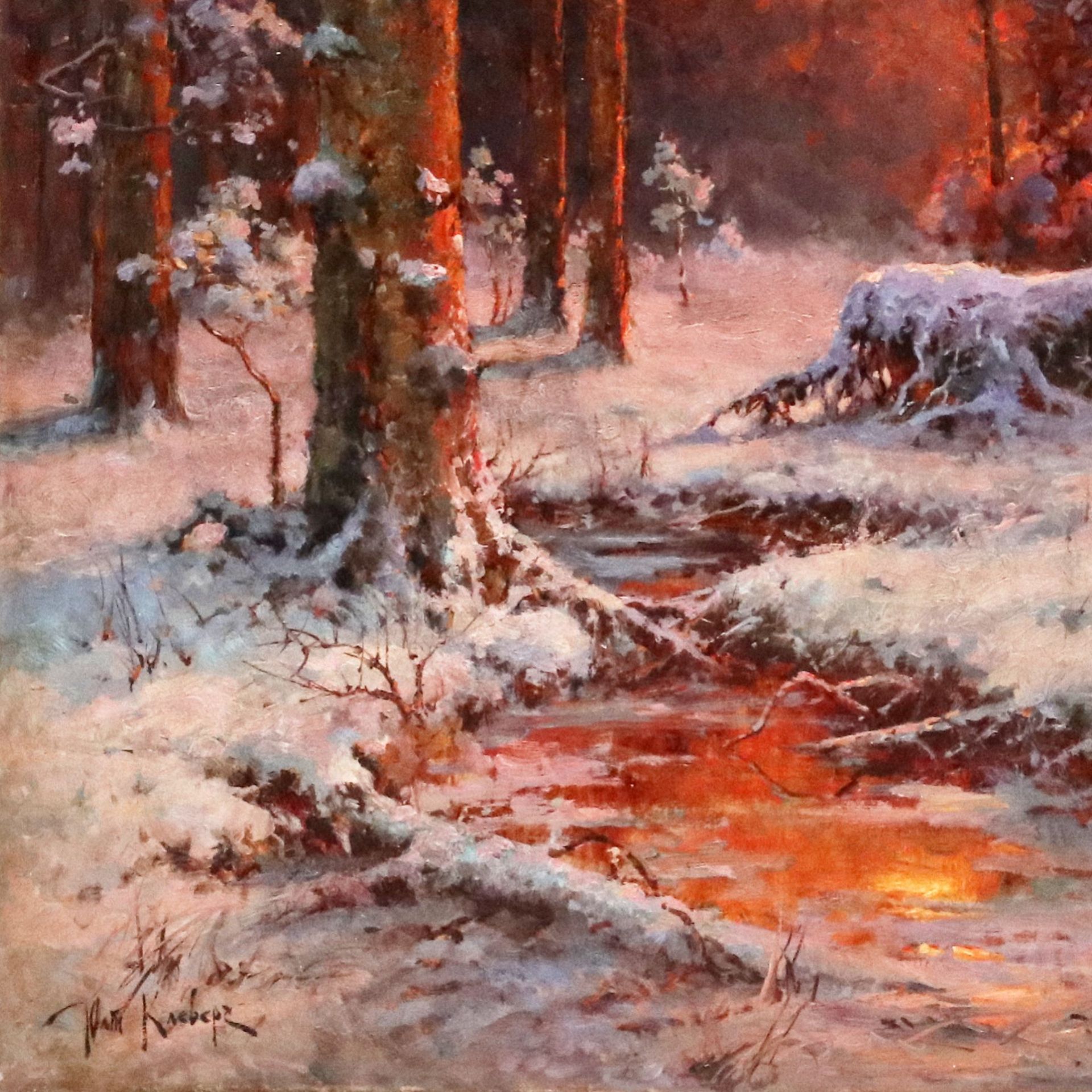 Julius Klever. Sunset in the winter forest. - Bild 5 aus 7