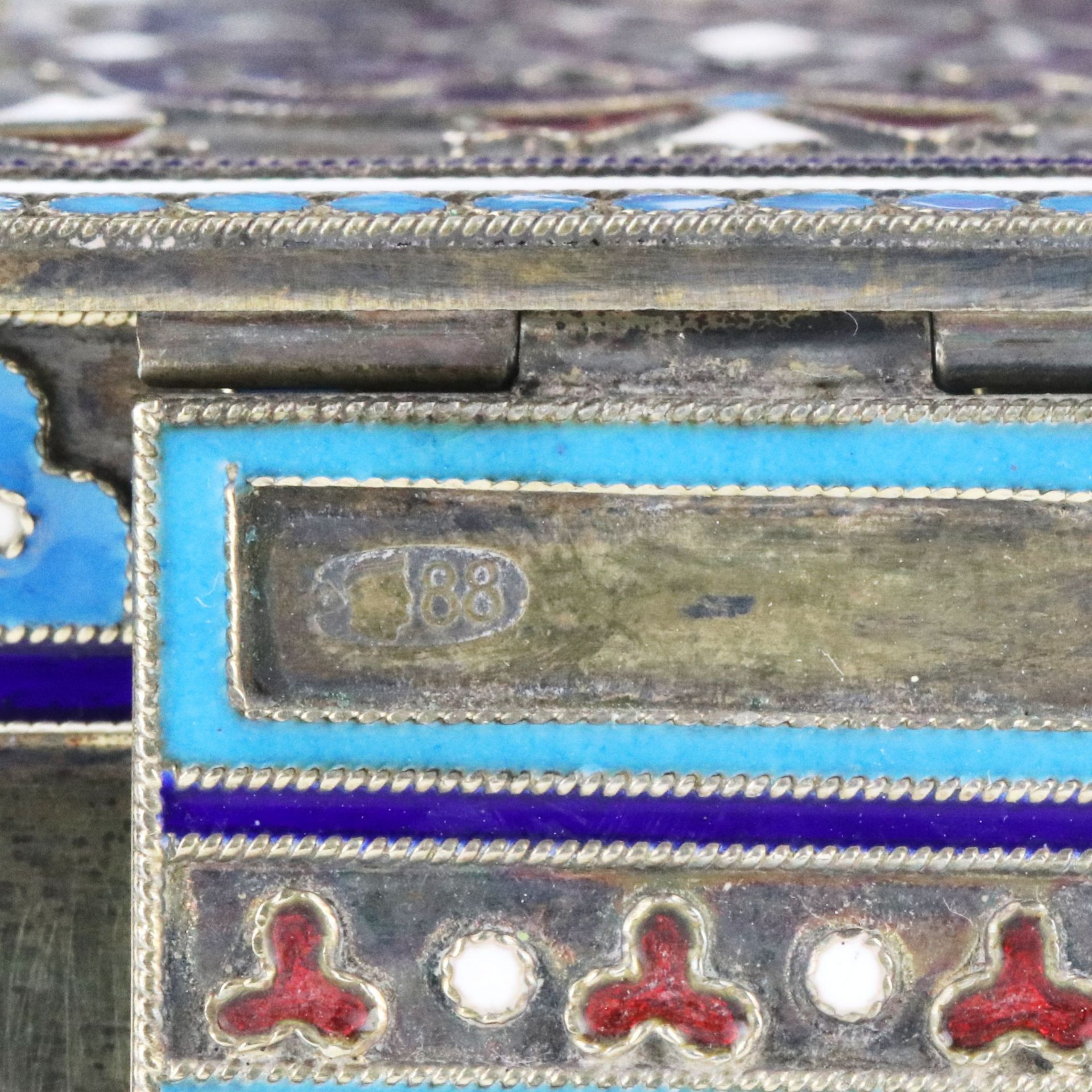 Silver cloisonne-enamel throne saltcellar. - Image 9 of 10