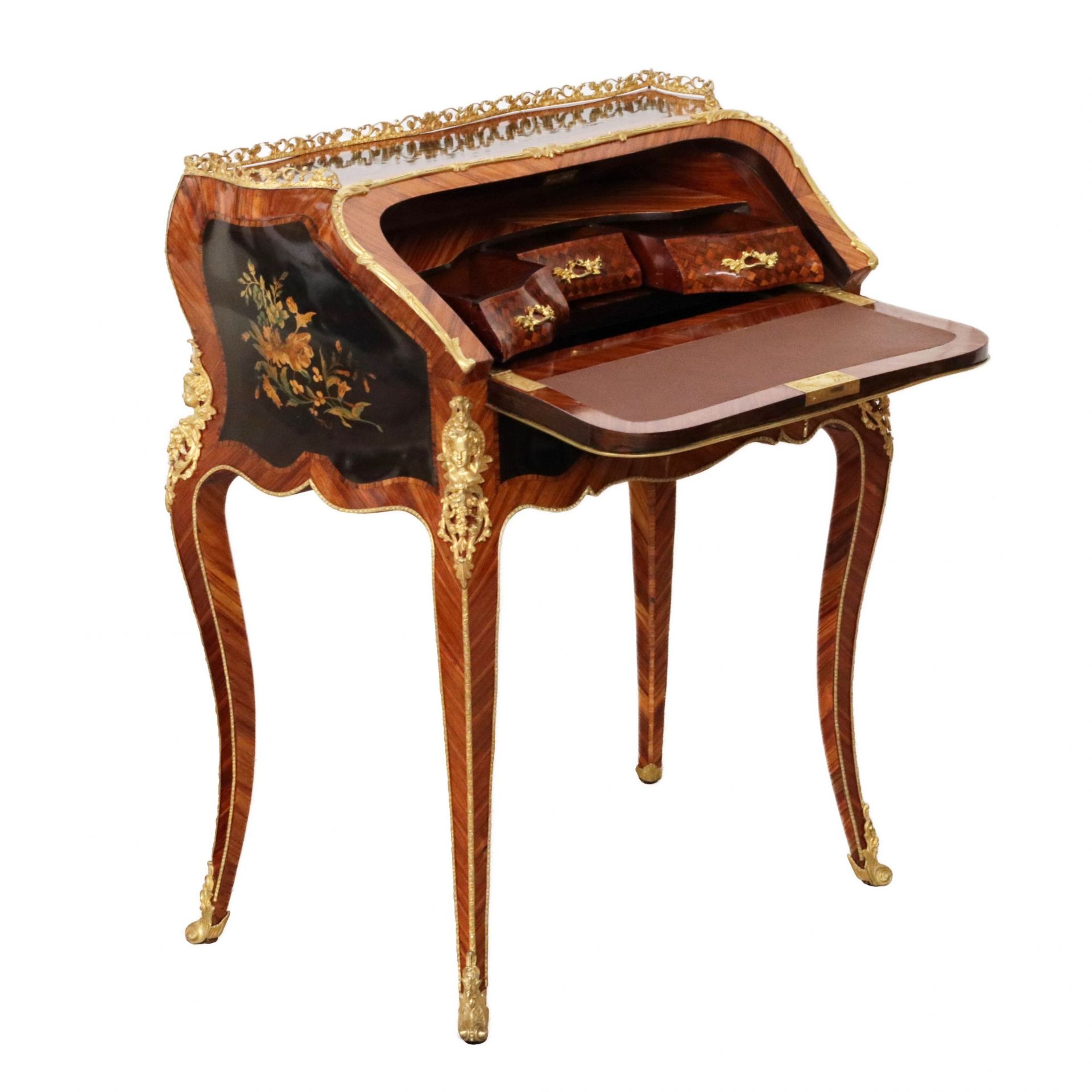 Coquettish ladies` bureau in wood and gilded bronze, Louis XV style. - Image 4 of 11