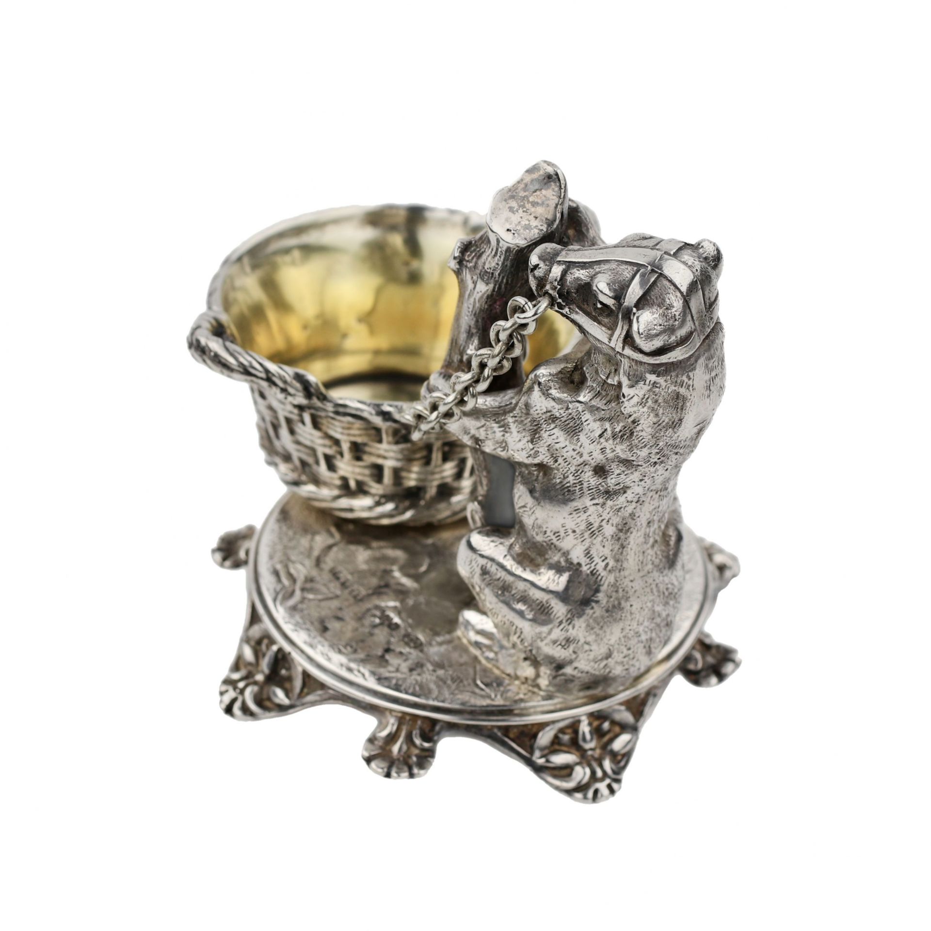 Witty, silver salt shaker with a bear, workshop Grachev.1889 - Image 5 of 8