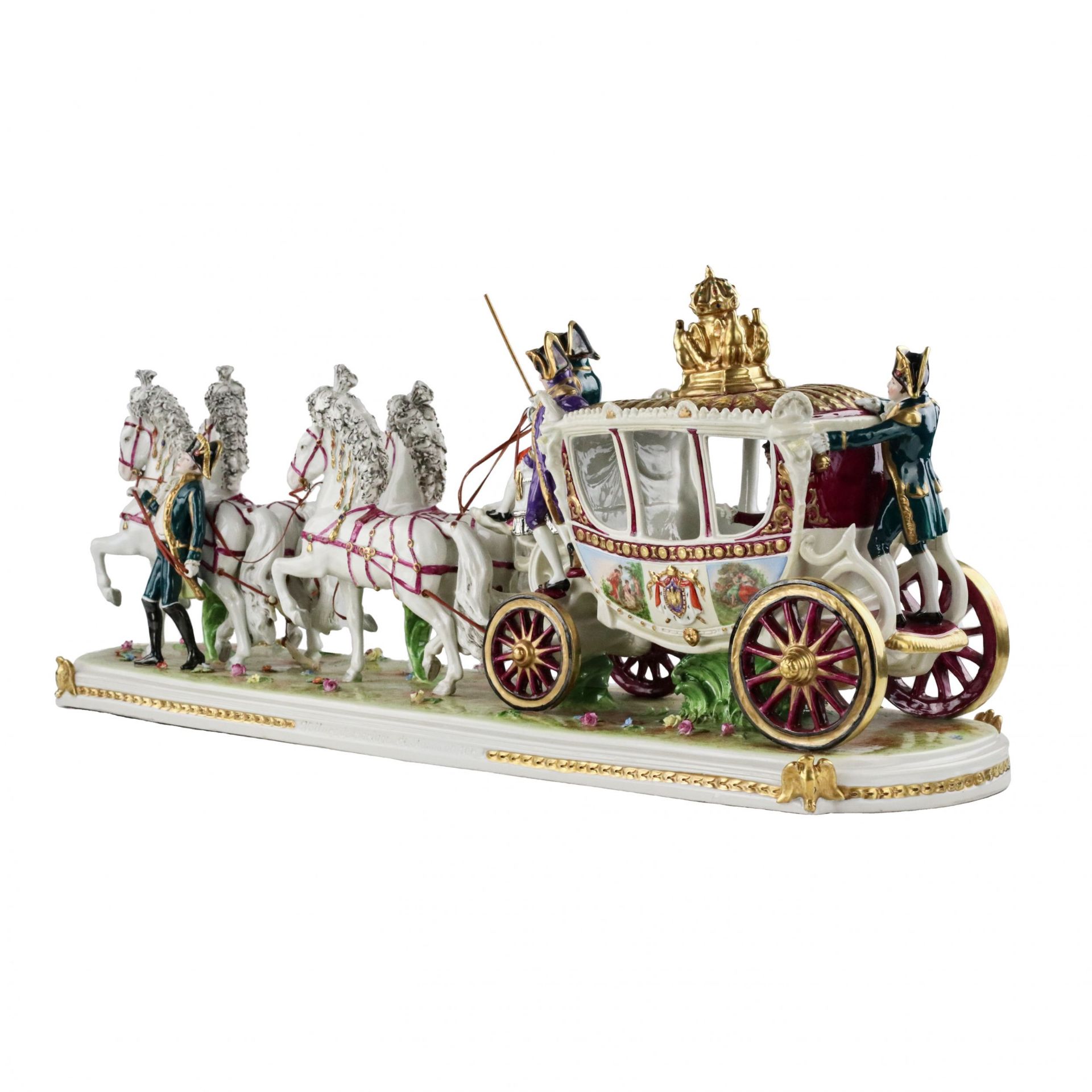 Saxon, sculptural, porcelain group Wedding carriage of Napoleon Bonaparte. - Bild 5 aus 12