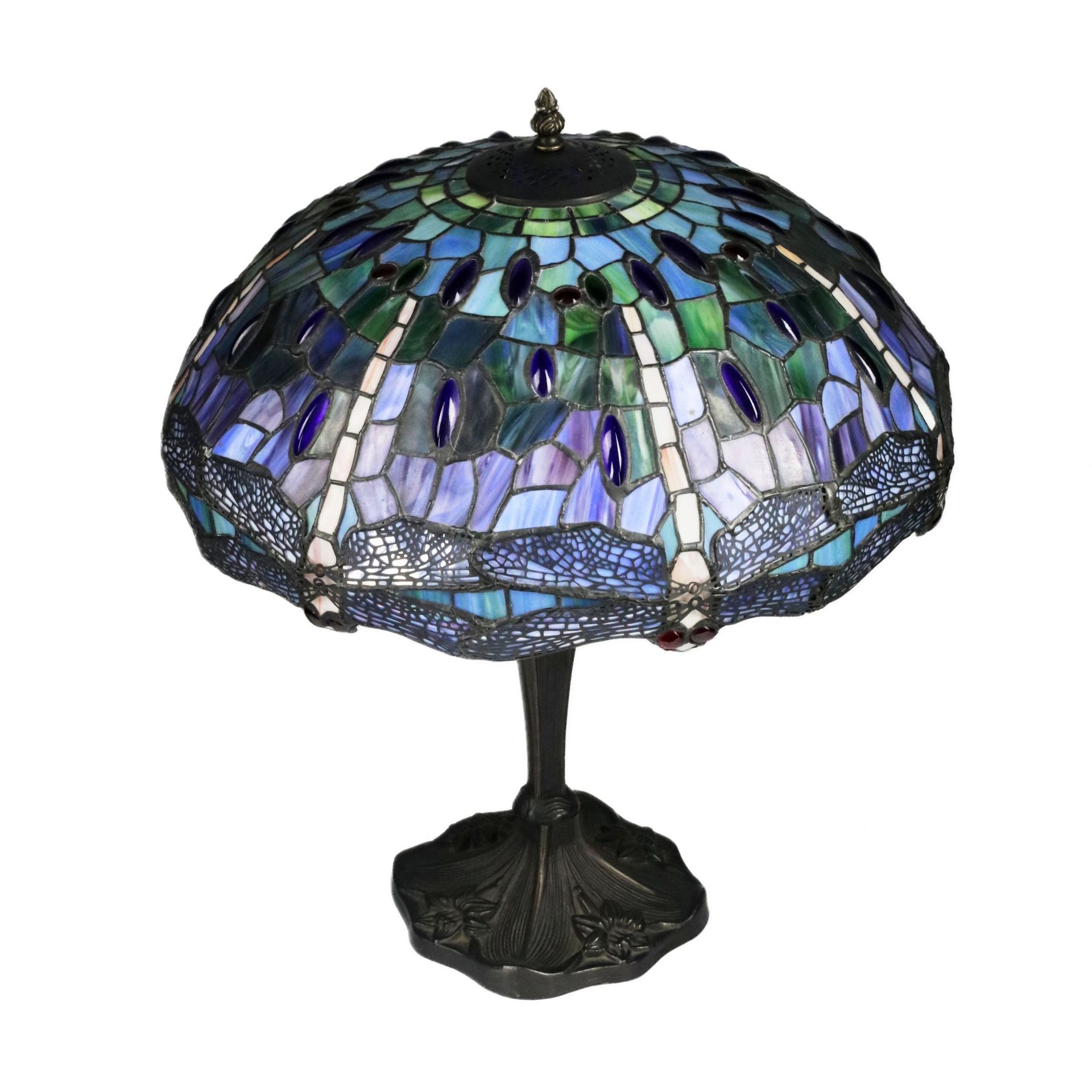 Stained glass lamp in Tiffany style. 20th century. - Image 3 of 5