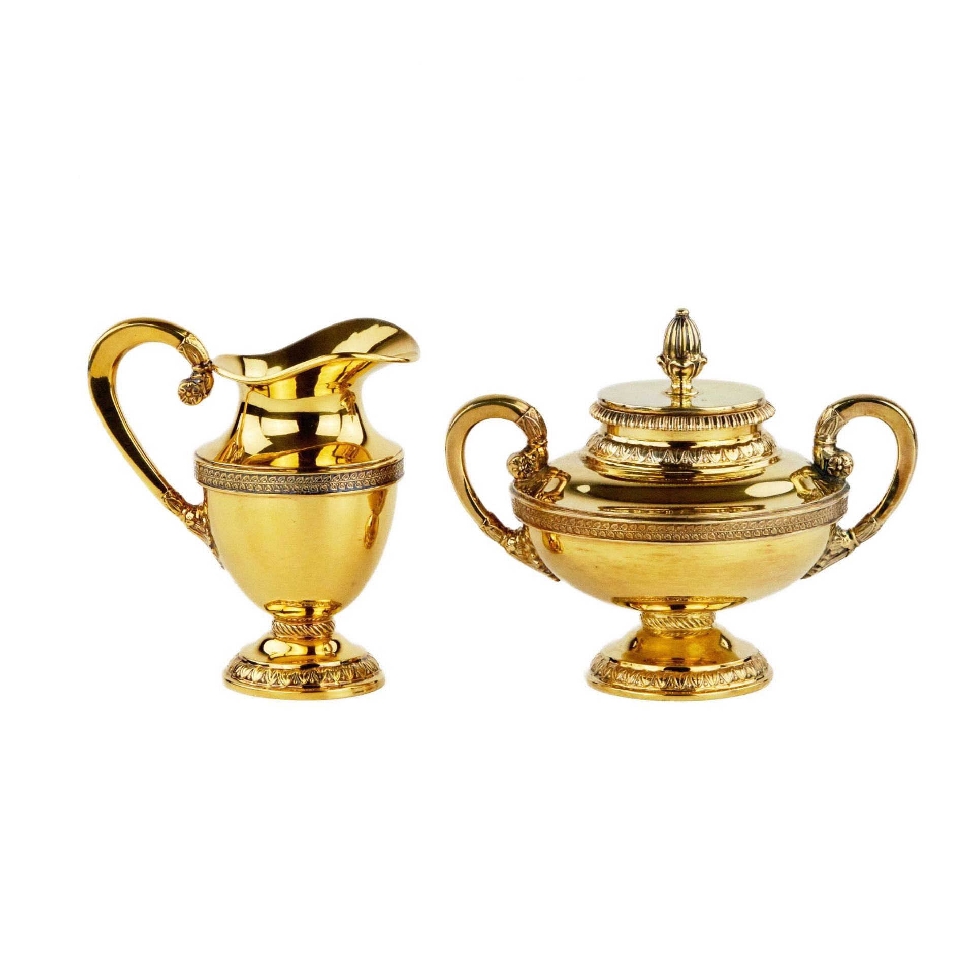 Tea and coffee service made of gilded silver. Bruckmann & Sohne. - Bild 5 aus 10