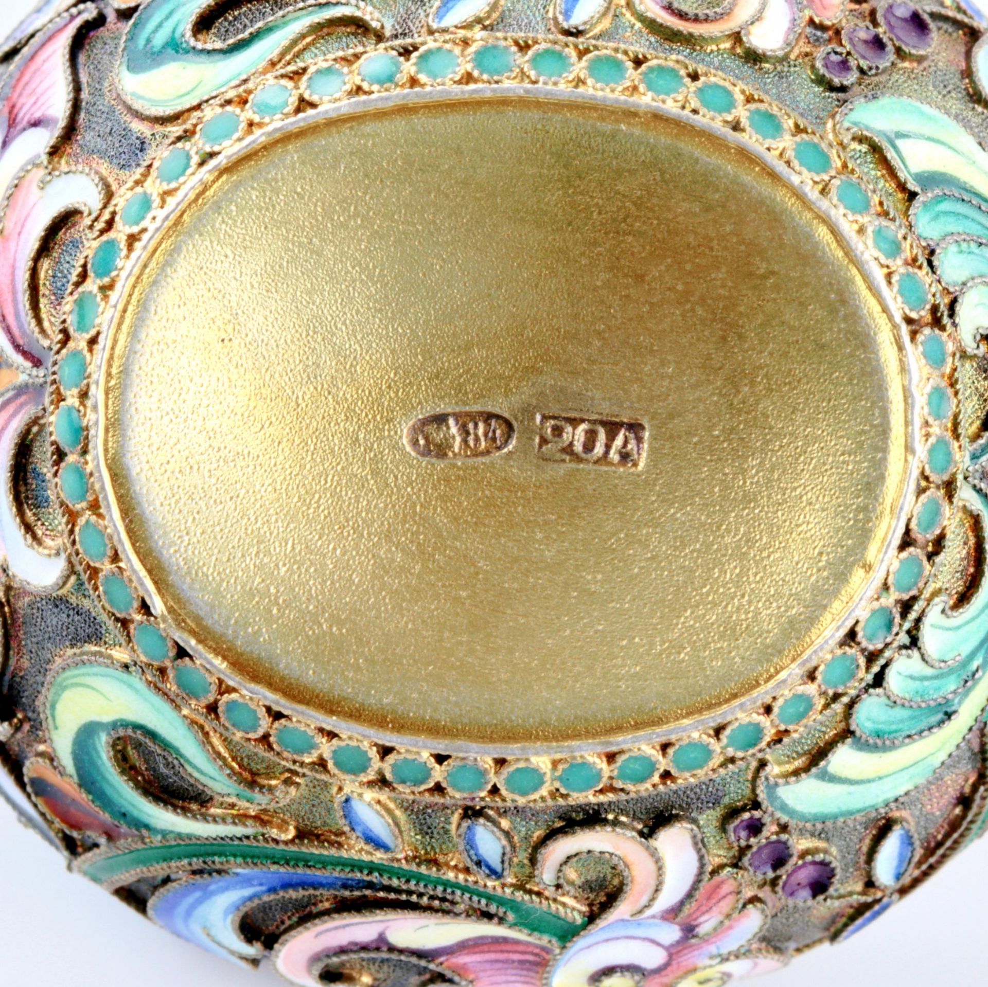 Pair of cloisonne enamel silver salt cellars - Image 7 of 8