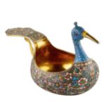 Magnificent silver Kovsh of cloisonne enamel Bekas, 8th artel.