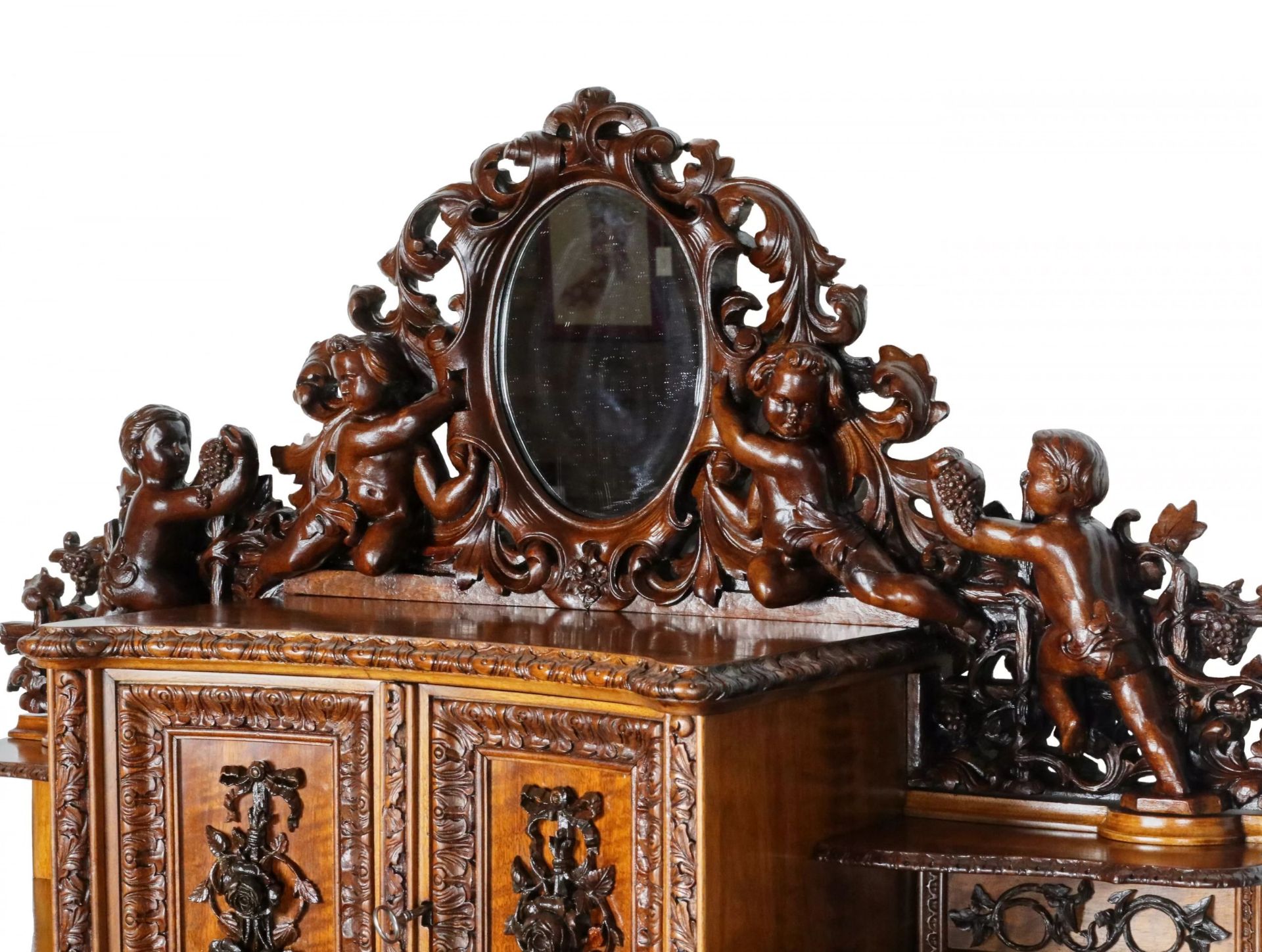 Magnificent carved bureau table in the Baroque Neo-Gothic style. France 19th century. - Bild 7 aus 8