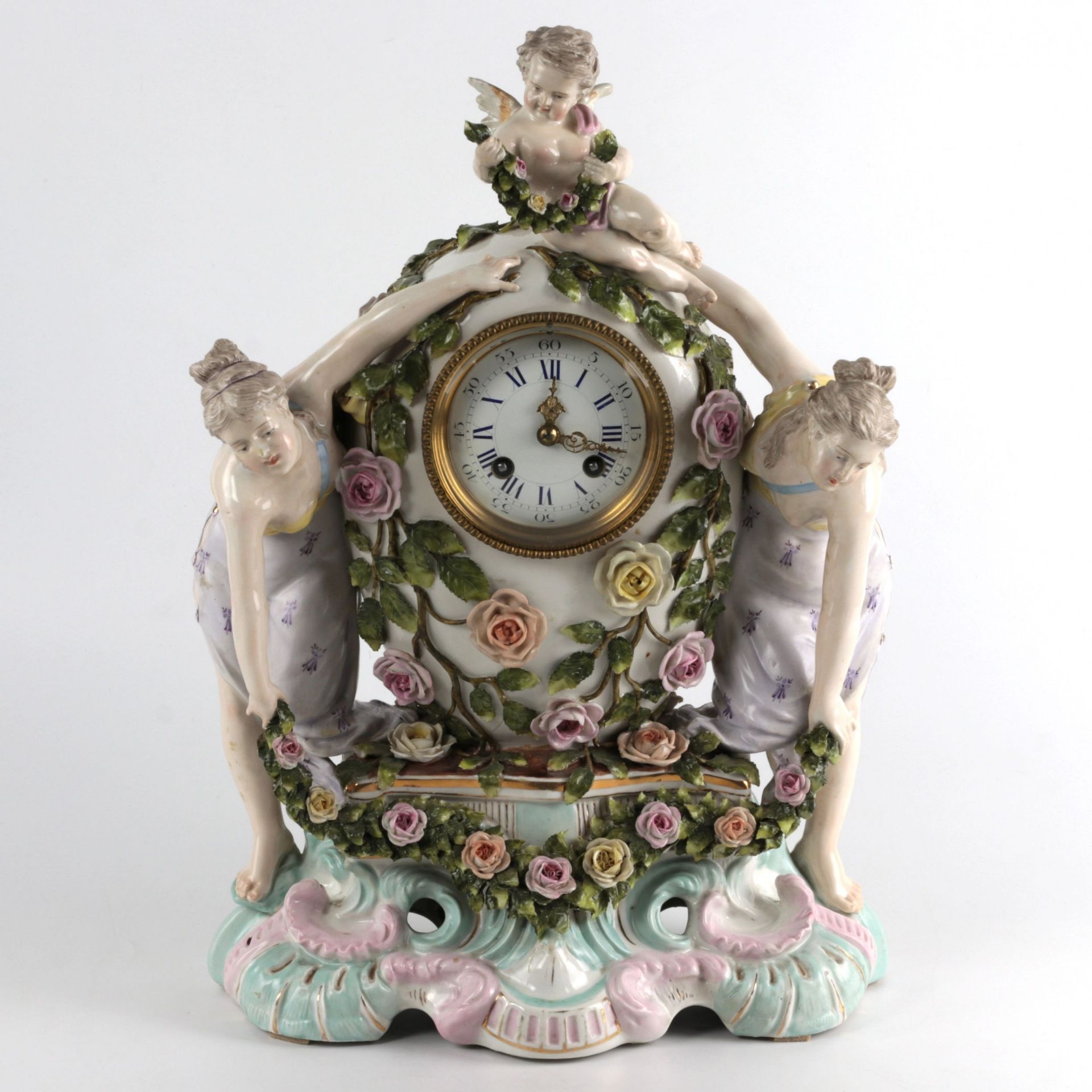 Porcelain watch set with candelabra.Sietzendorf 1880 - Bild 6 aus 11