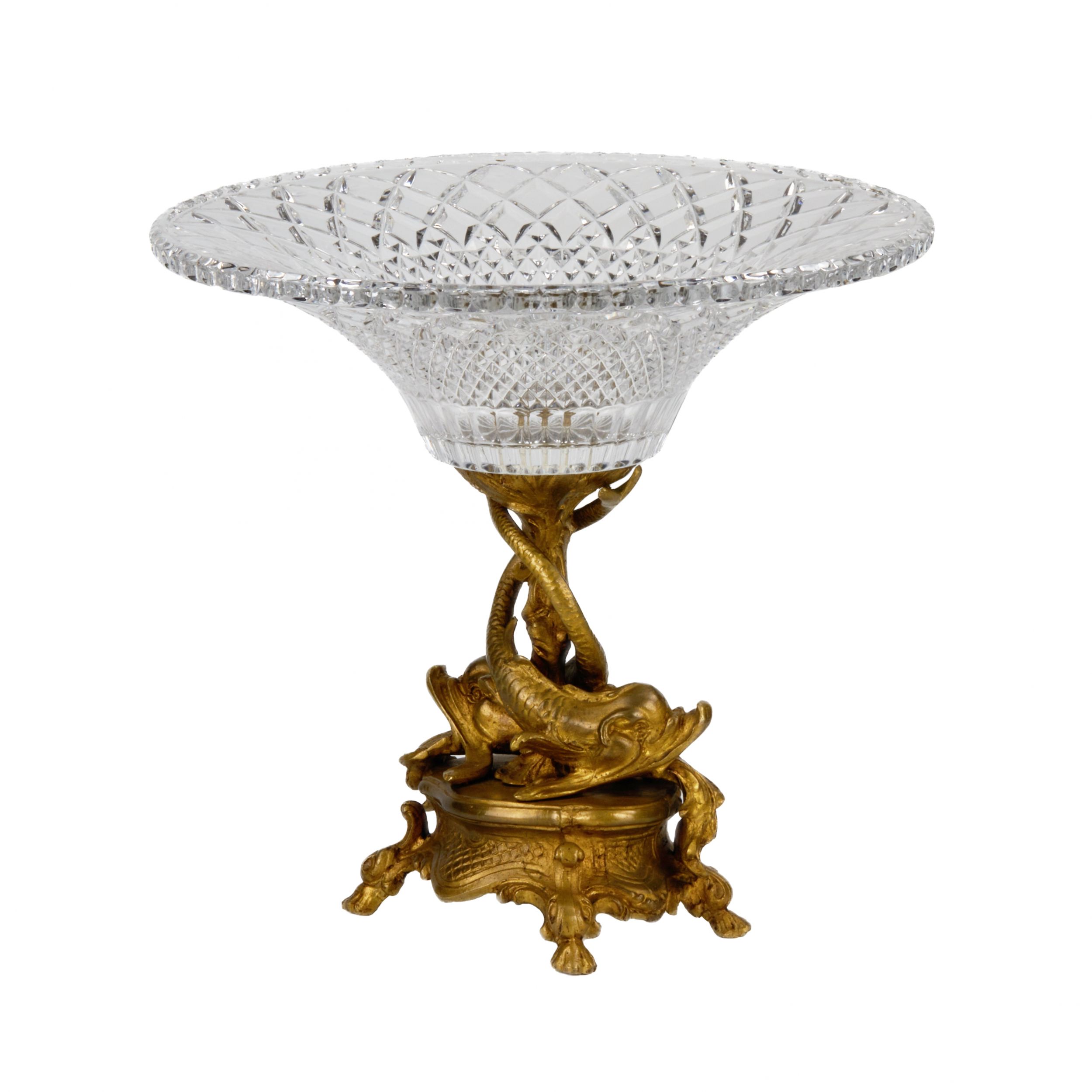 Large fruit bowl in crystal and bronze in the style of Napoleon III. 19th century - Image 2 of 5