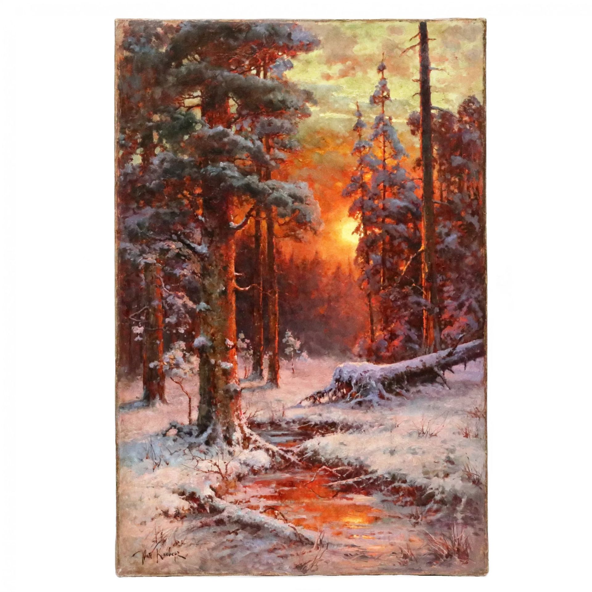Julius Klever. Sunset in the winter forest. - Bild 6 aus 7