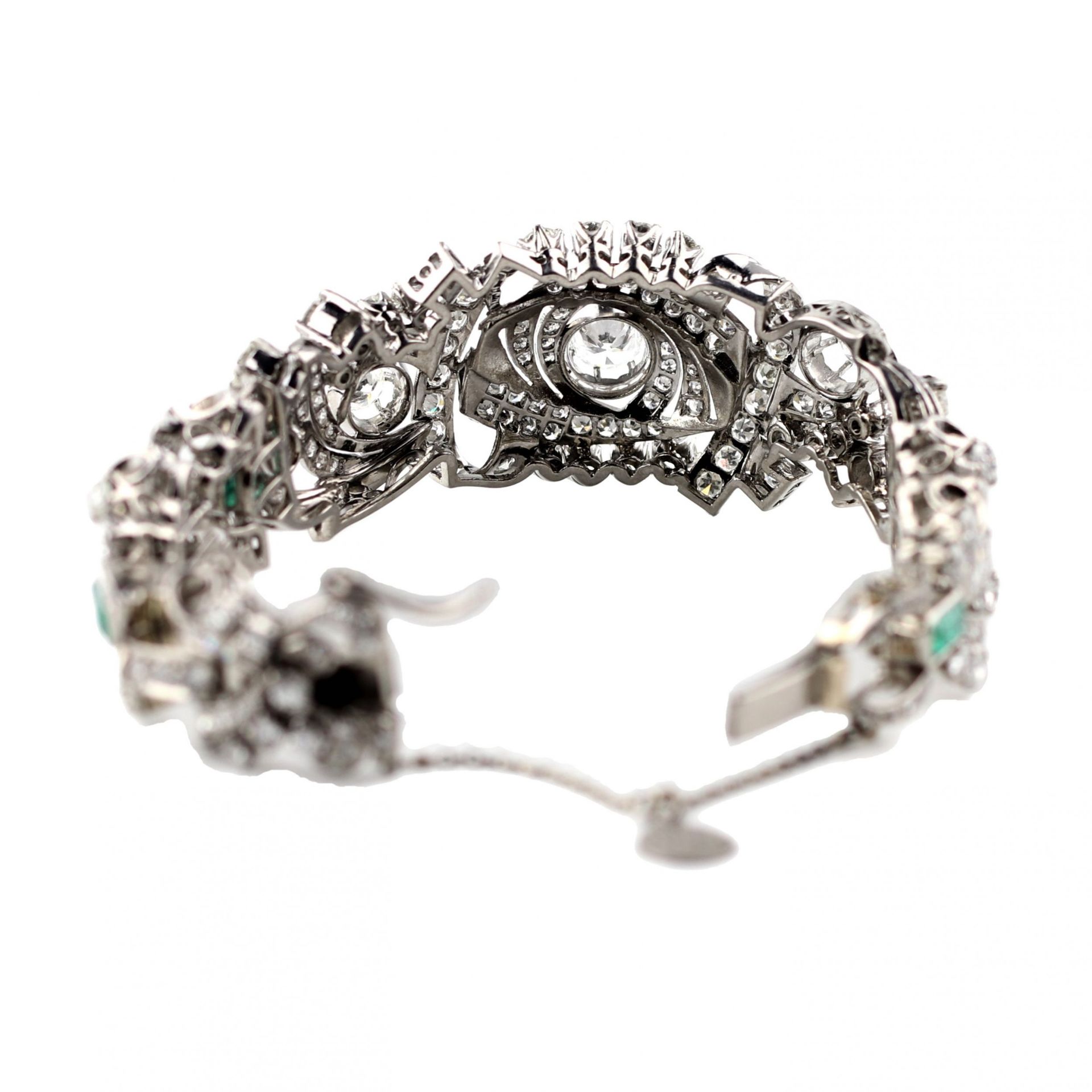 White gold bracelet with diamonds and emeralds - Image 4 of 6