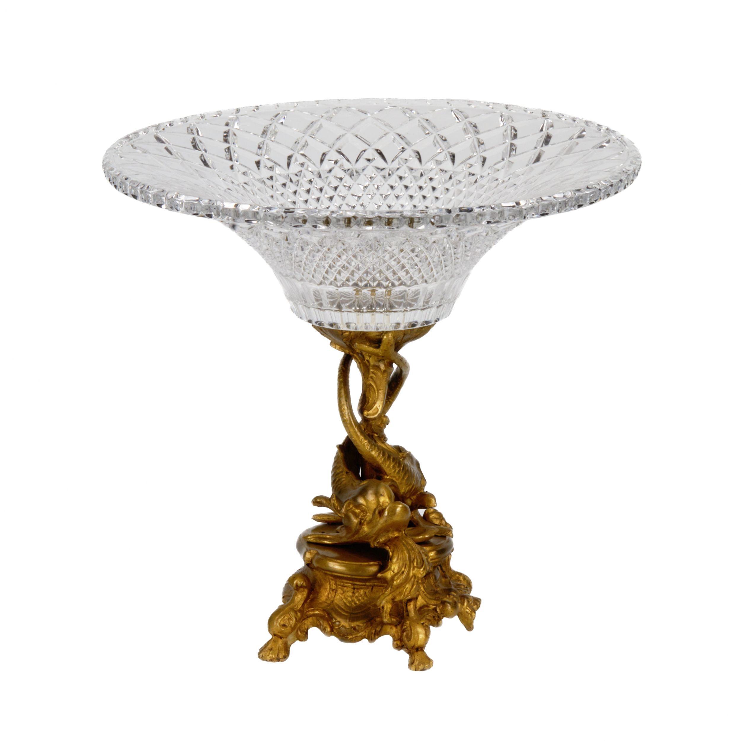 Large fruit bowl in crystal and bronze in the style of Napoleon III. 19th century - Image 3 of 5