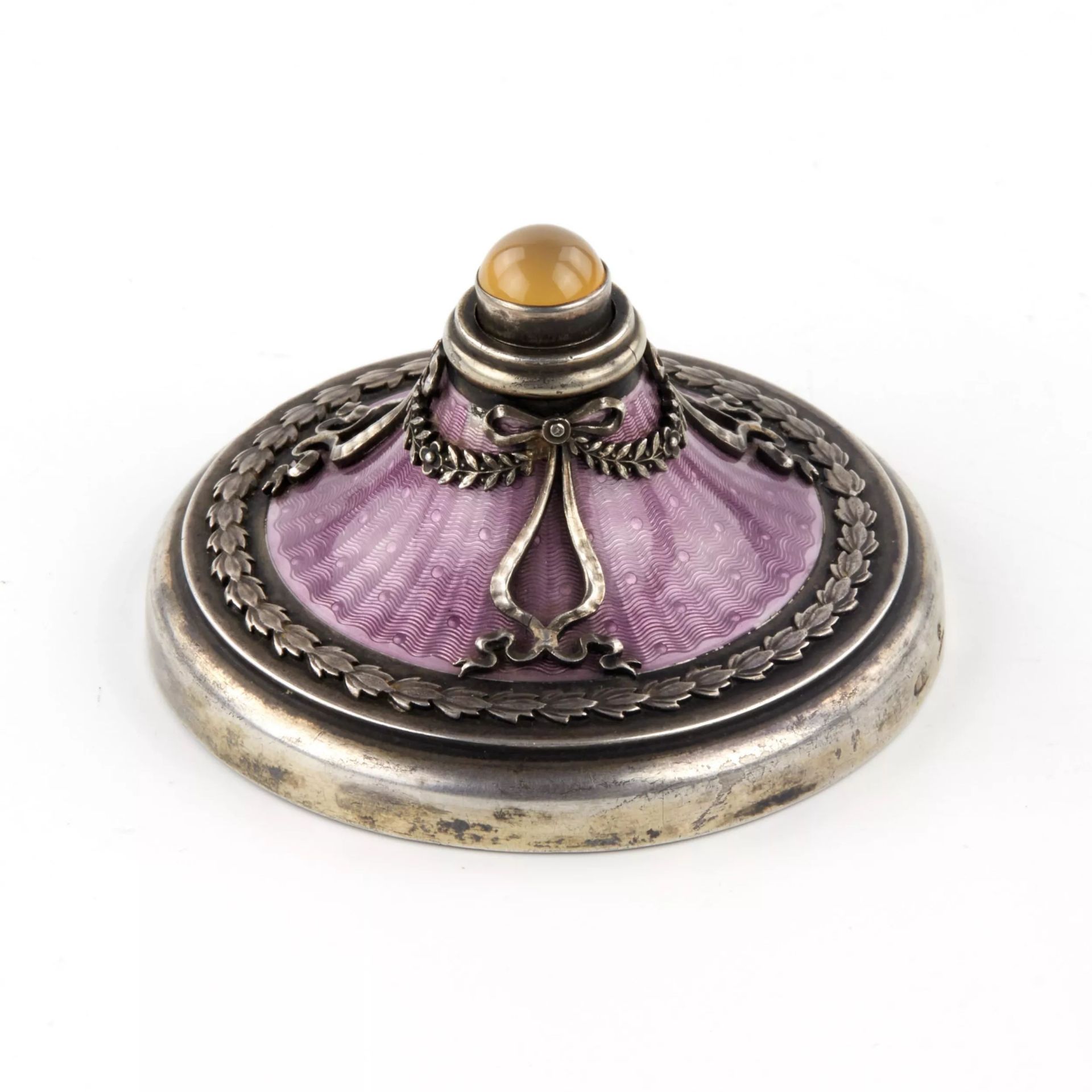 C. Faberge. Silver table bell with guilloche enamel. - Bild 2 aus 7