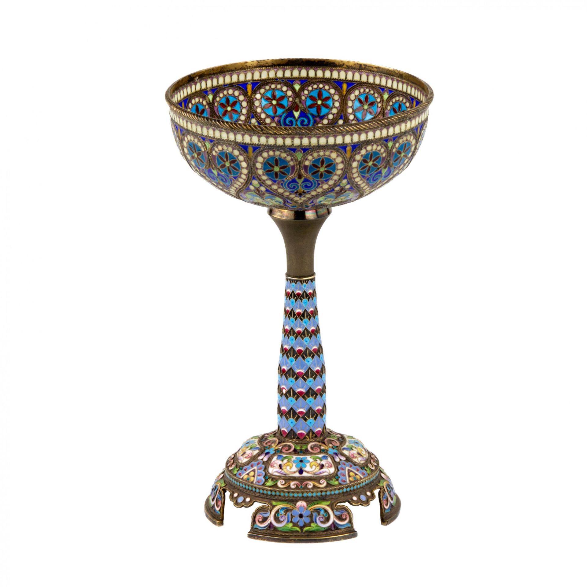 The magnificent silver goblet of Ivan Khlebnikov: painted, cloisonne, and stained glass enamels. - Image 2 of 6