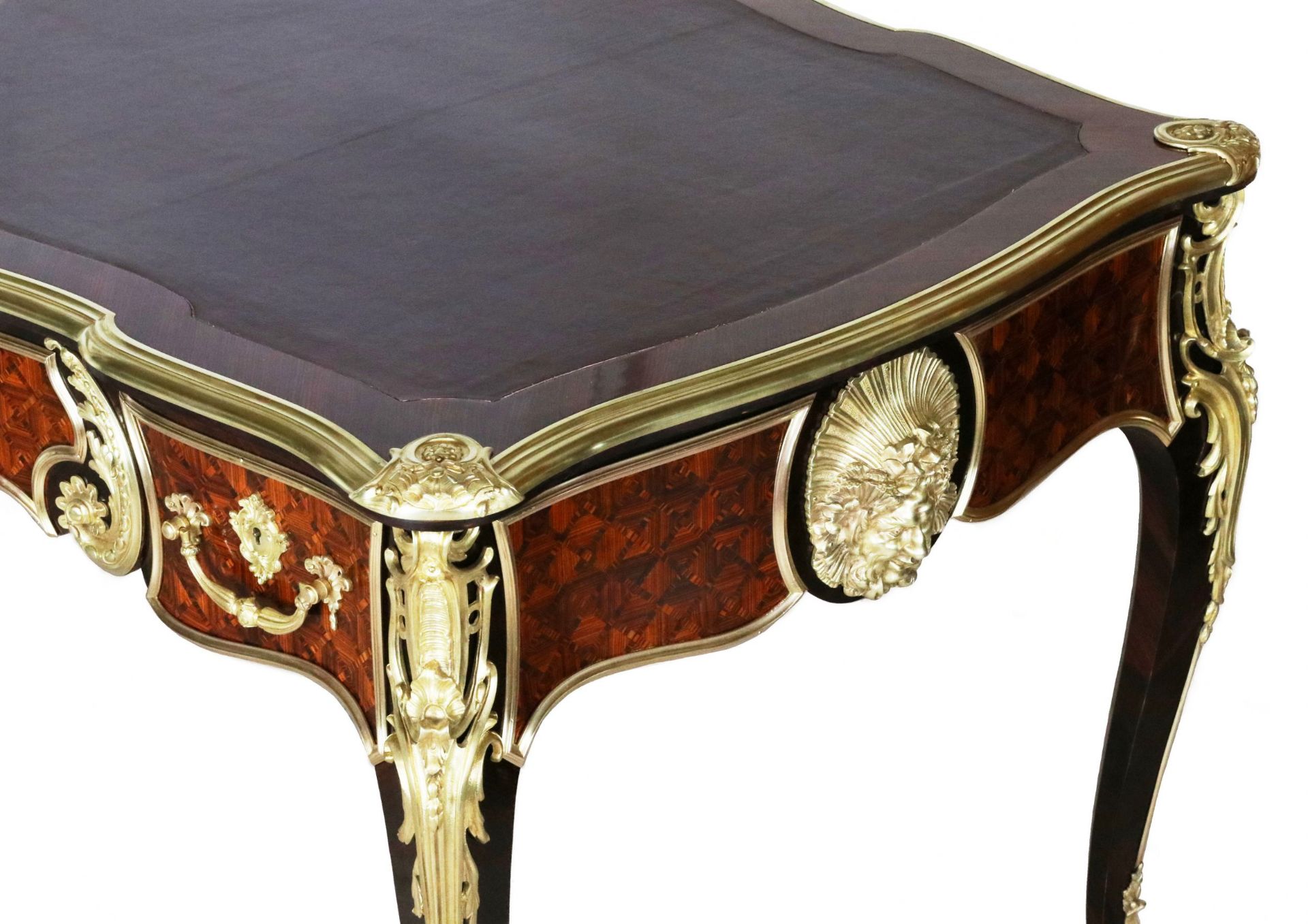 Magnificent writing desk in wood and gilded bronze, Louis XV style. - Bild 8 aus 8