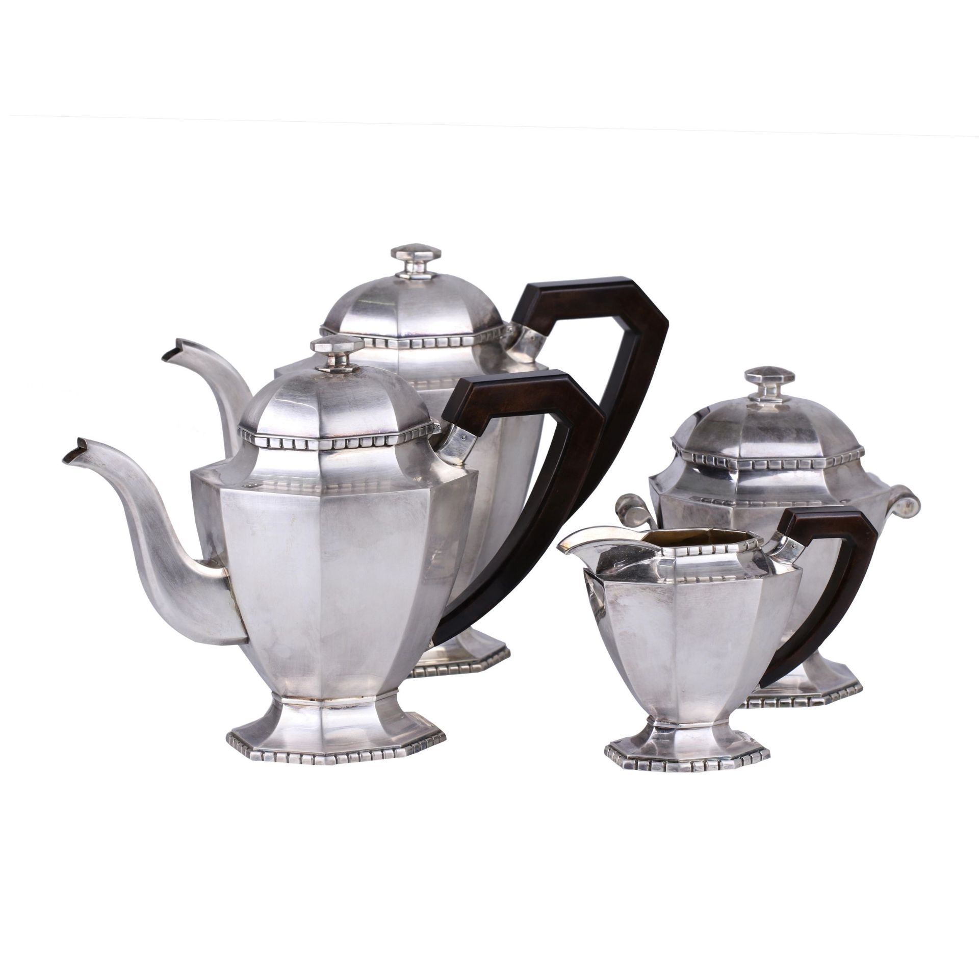 Silver tea and coffee set in Art Deco style. - Bild 3 aus 3