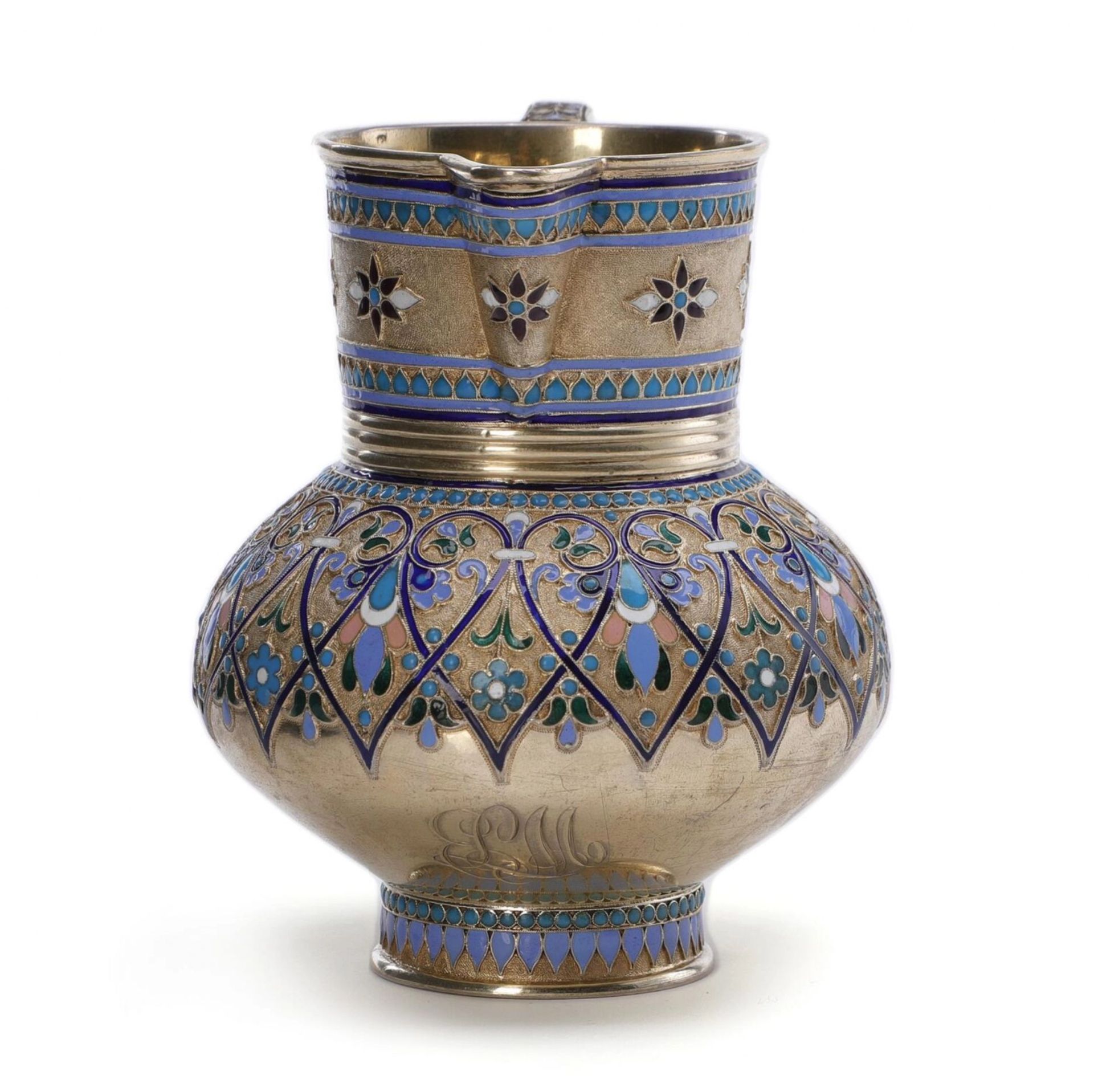 Russian silver jug for kvass. Antip Ivanovich Kuzmichev 1891. - Image 5 of 6