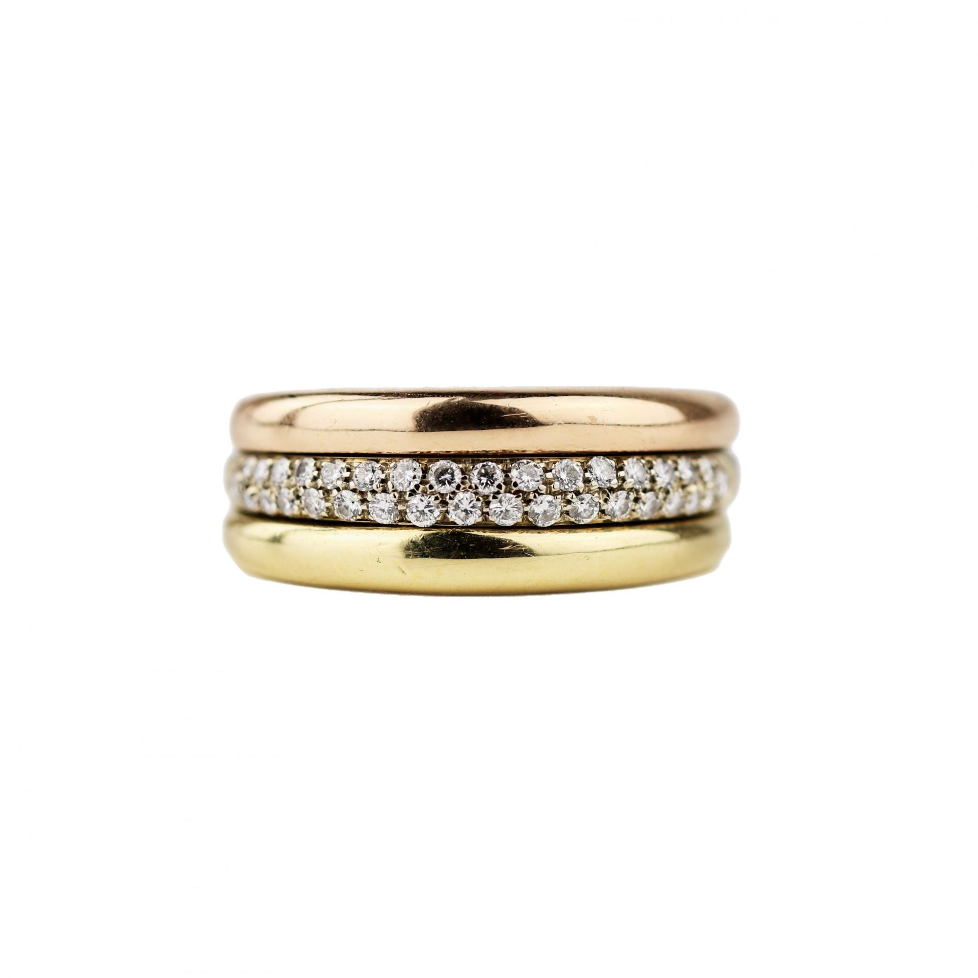 Cartier Mobilis tricolor 0.750 diamond ring in the original case. - Image 3 of 8