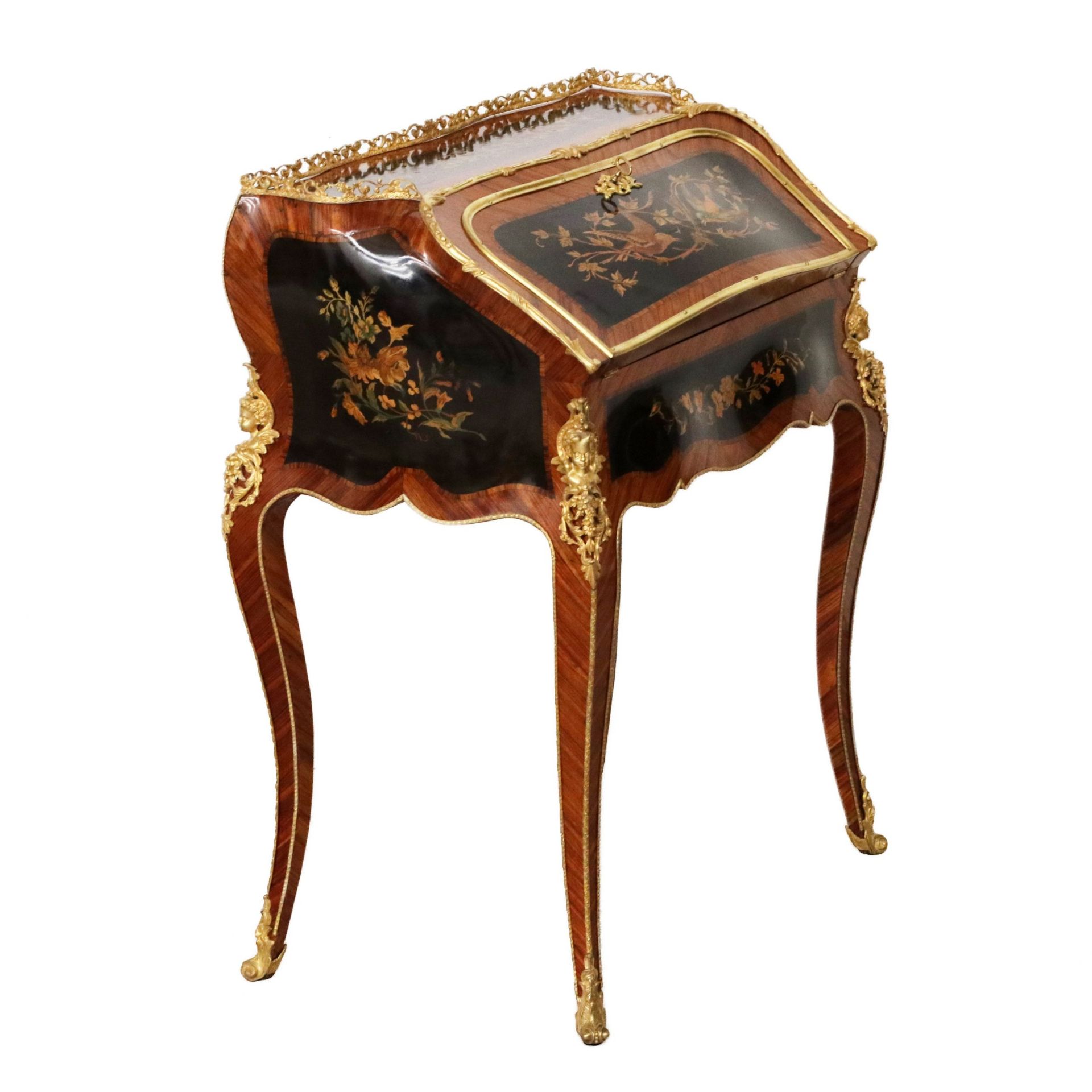 Coquettish ladies` bureau in wood and gilded bronze, Louis XV style. - Image 2 of 11