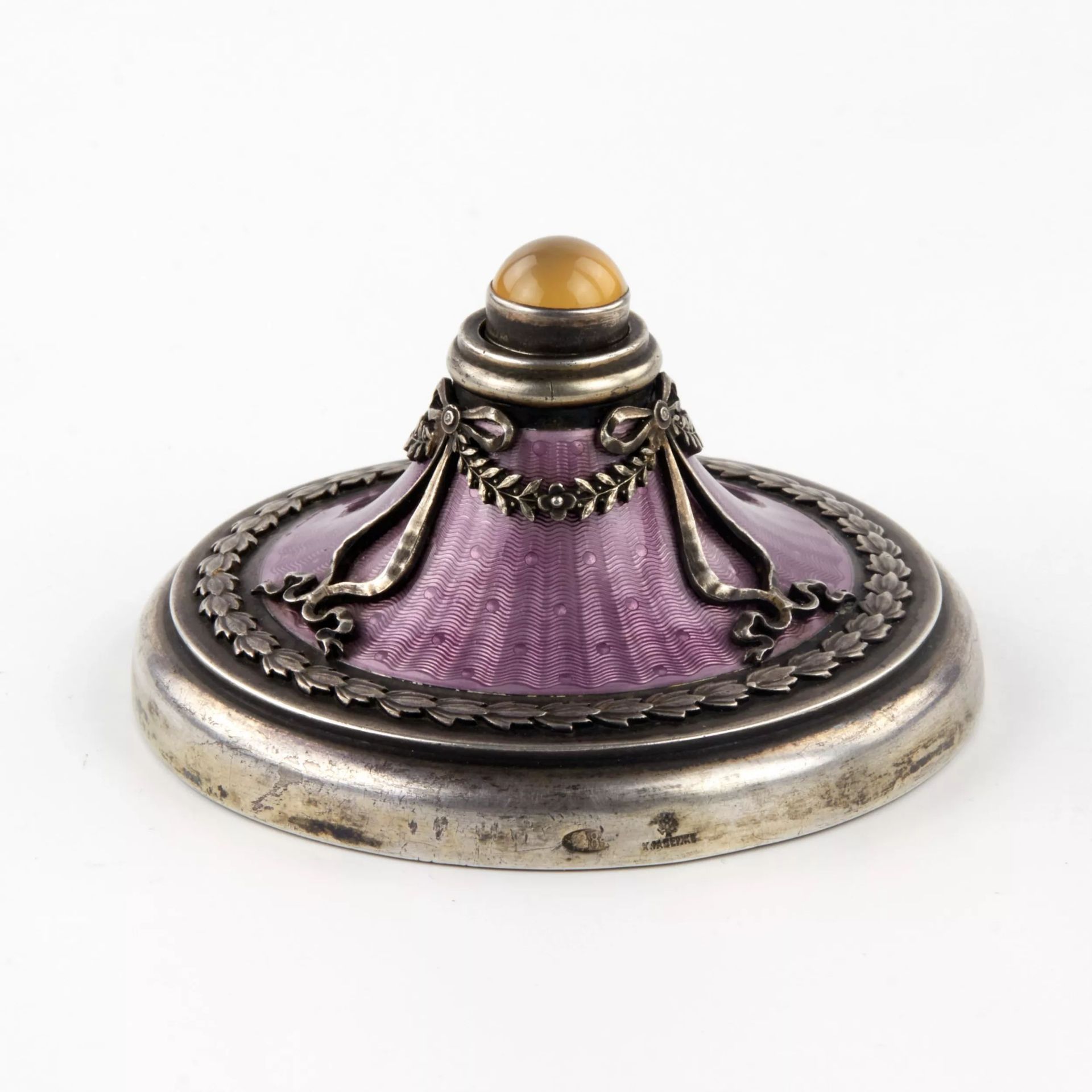C. Faberge. Silver table bell with guilloche enamel. - Bild 3 aus 7