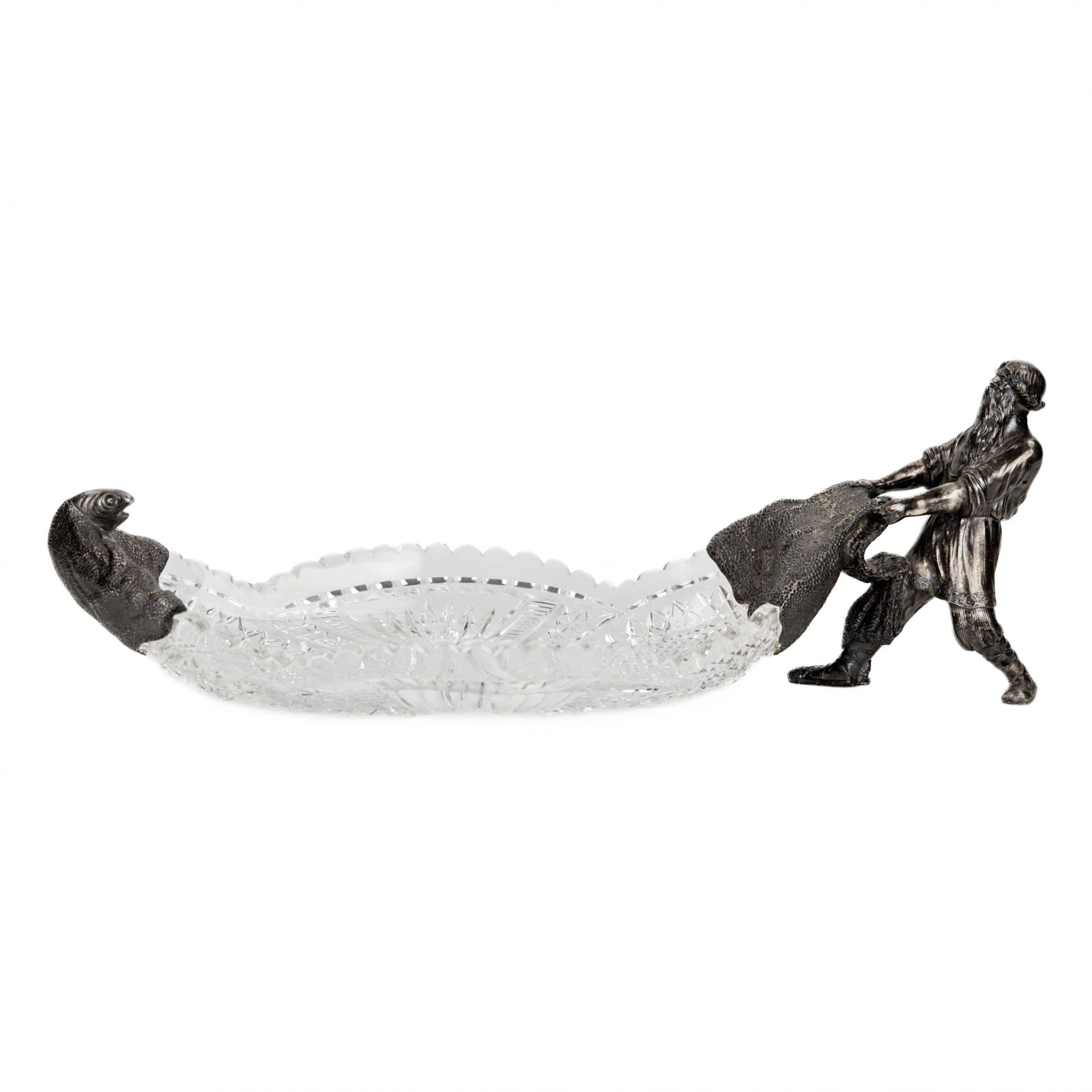 Crystal dish in silver 14 artels of jewelers. The Tale of the Fisherman and the Fish. Moscow 1908-19 - Image 2 of 11