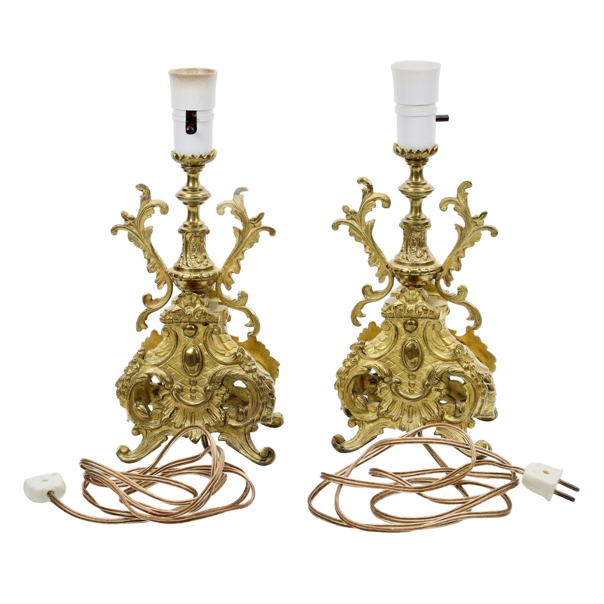 Pair of gilded bronze table lamps. - Bild 3 aus 4