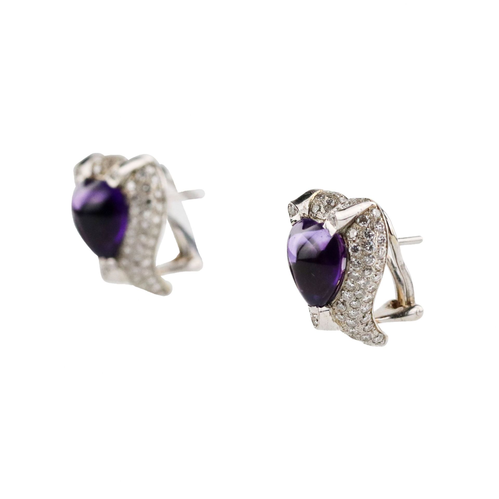 Jewelry set: ring with earrings, white gold with amethysts and diamonds. - Image 7 of 11