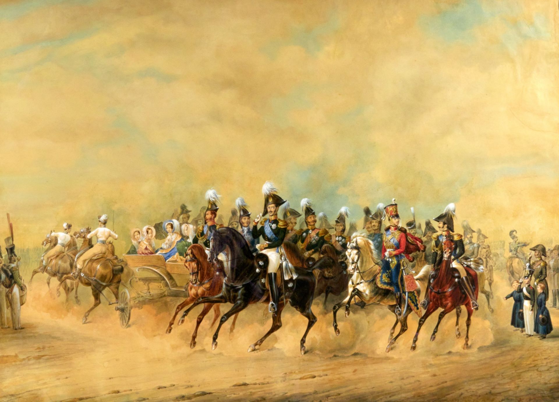 Franz Krueger. Watercolor Emperor Nicholas I with his retinue after the 1847 parade. - Image 2 of 5
