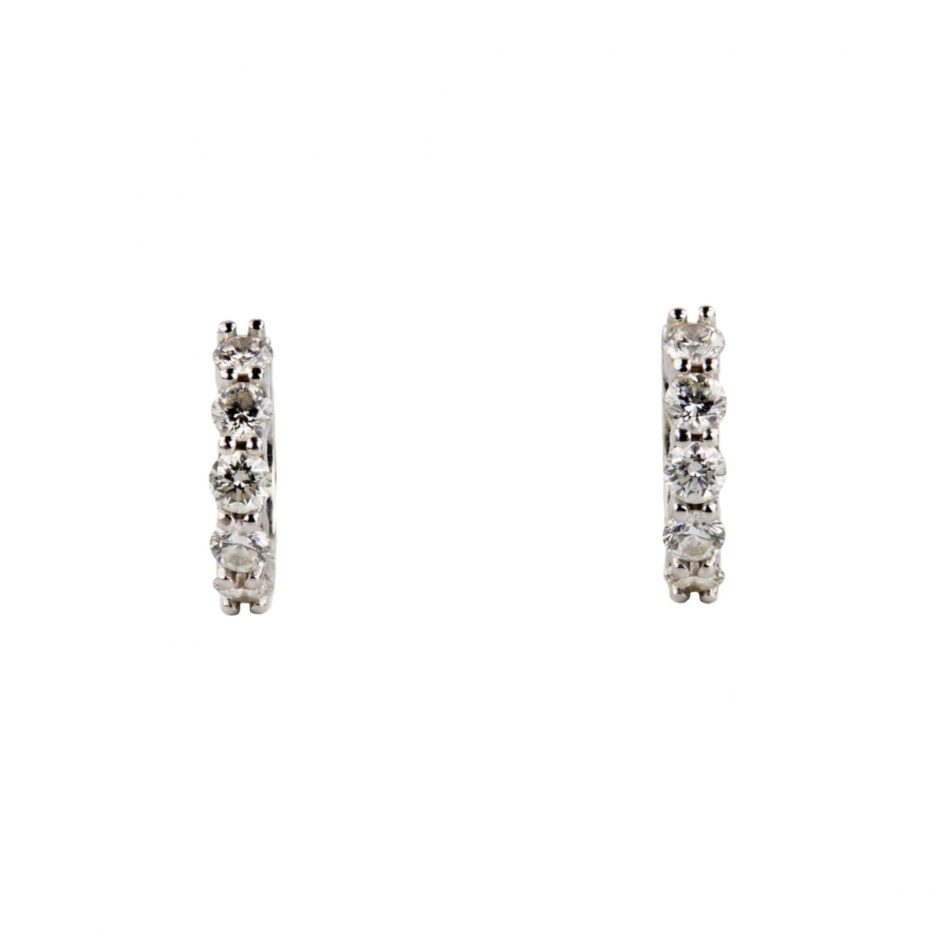 Gold earrings with diamonds. Herbert Mayer. - Image 2 of 7