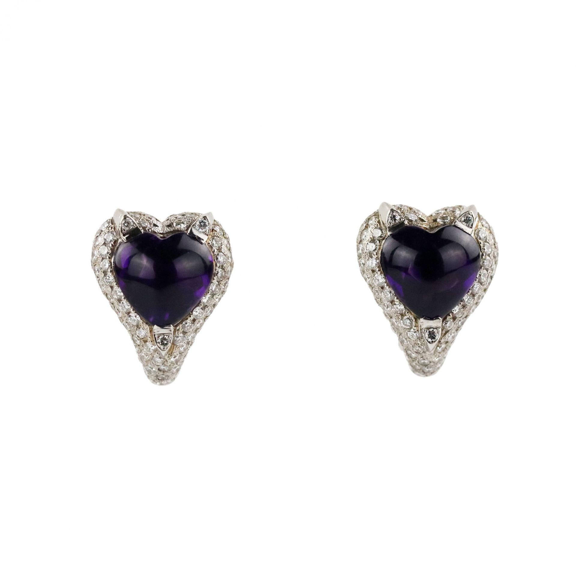 Jewelry set: ring with earrings, white gold with amethysts and diamonds. - Image 6 of 11