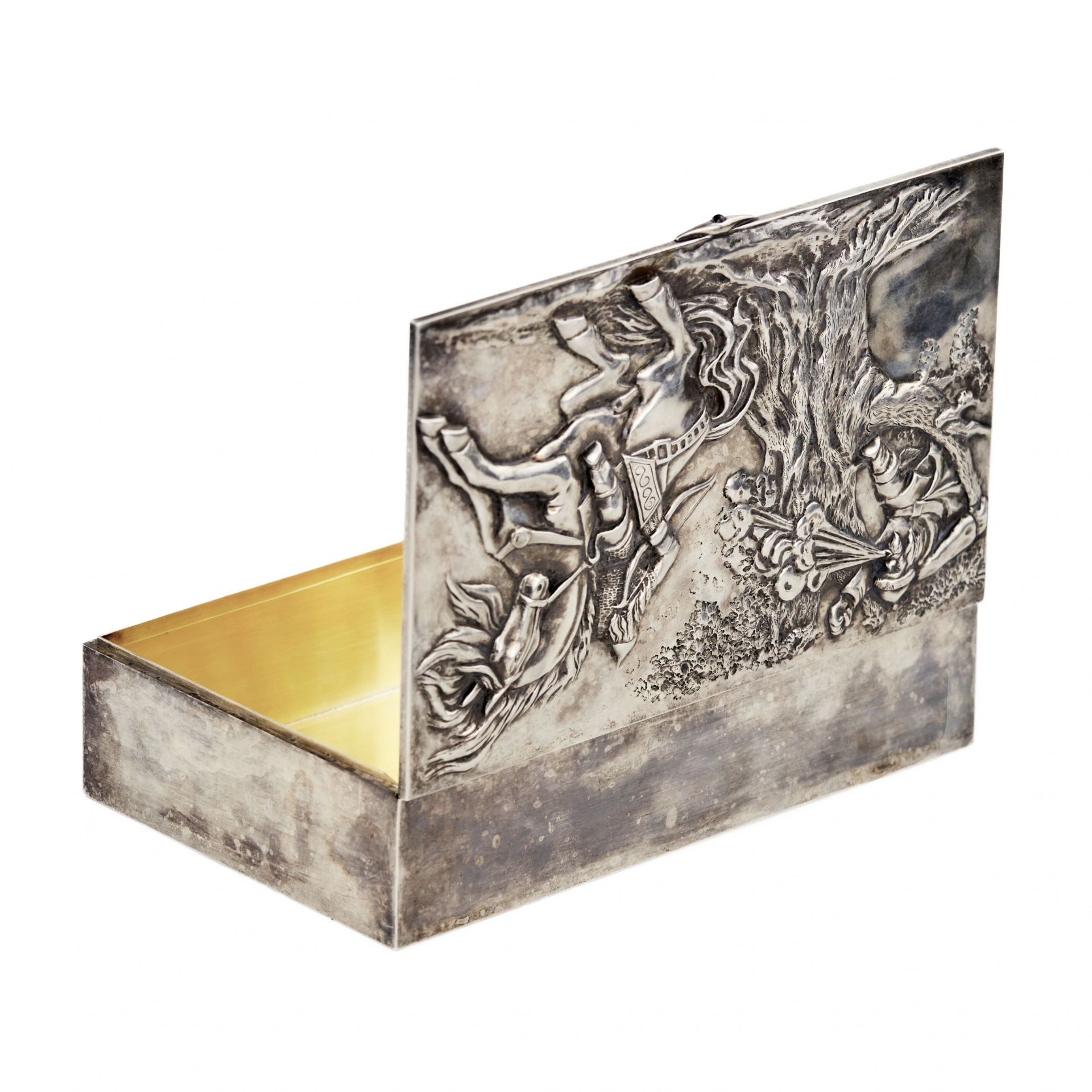 Massive silver box for cigars Nightingale the Robber. - Bild 5 aus 9