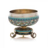 Ovchinnikov. Silver bowl of cloisonne enamel. Moscow. 1896.