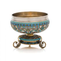 Ovchinnikov. Silver bowl of cloisonne enamel. Moscow. 1896.