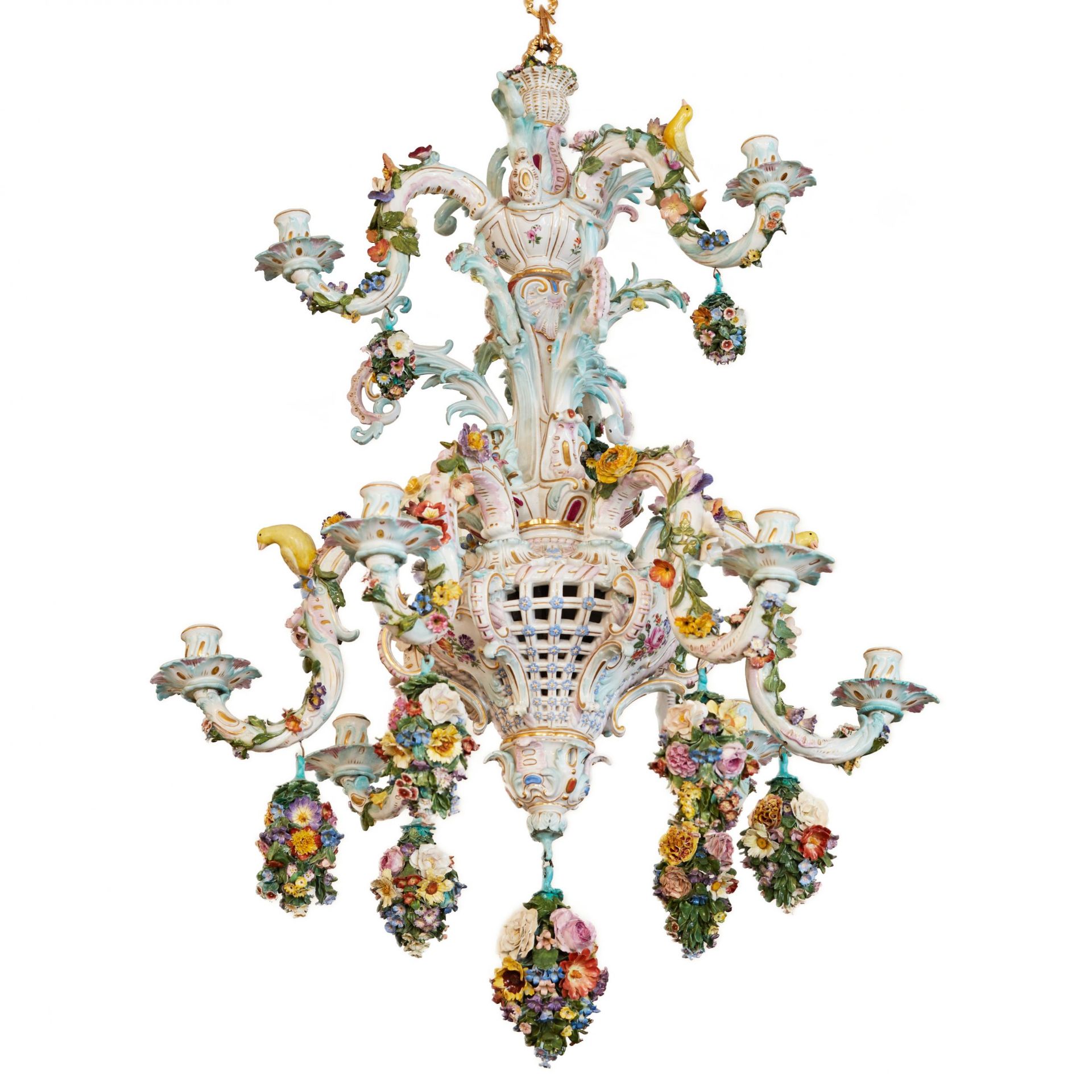 Delightful porcelain chandelier Meissen 1790, from the residence of King Alfonso XIII in Biarritz. - Image 2 of 8