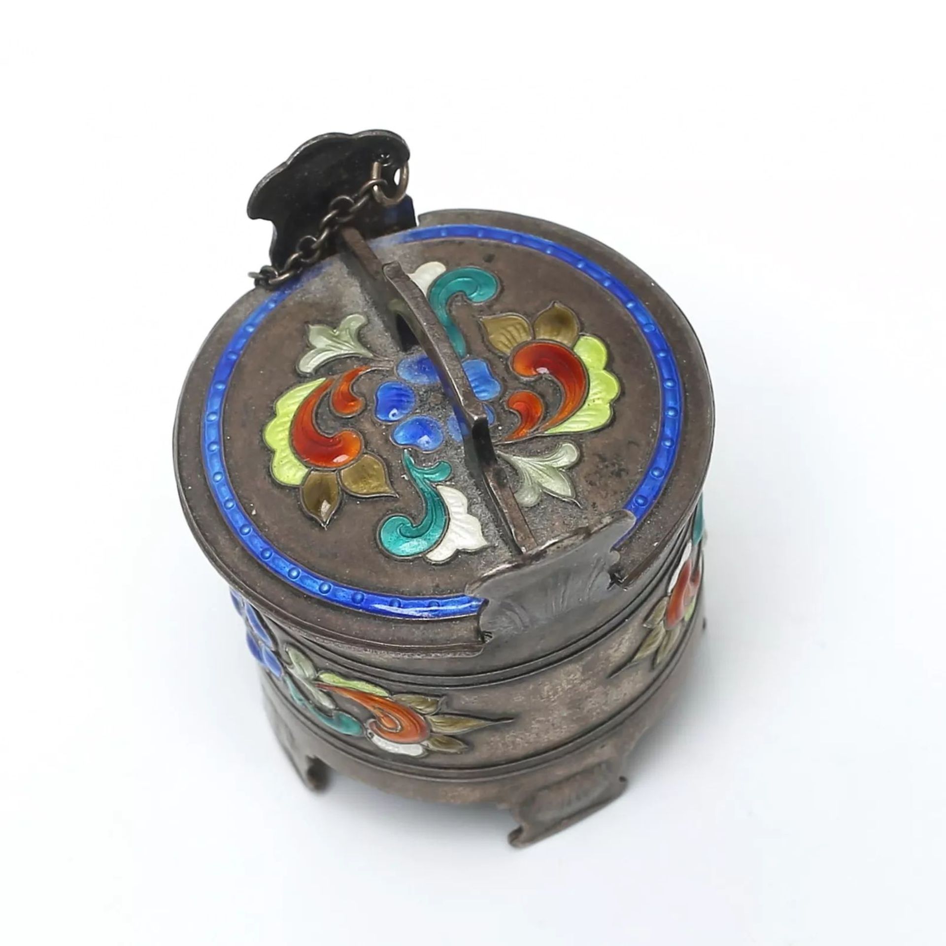 Miniature silver salt cellar with enamel. Oystein Balle, Norway. - Image 2 of 5