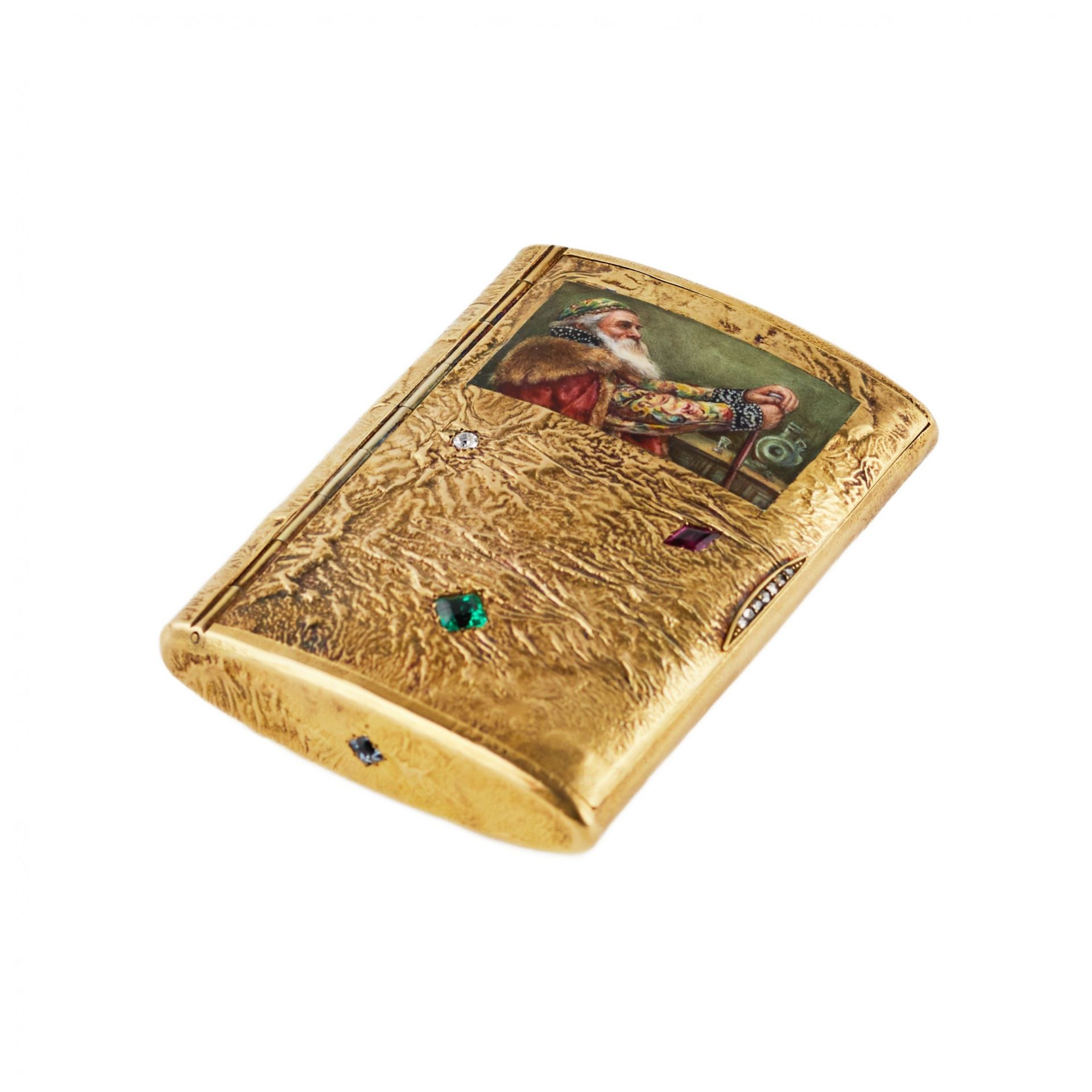 V.A. Kubarev. Gilded silver cigarette case with enamel painting. Moscow. 1908-1917. - Image 2 of 9