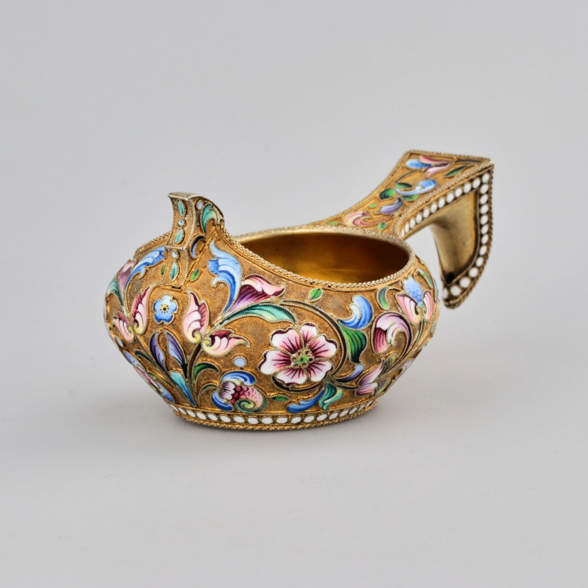 Decorative kovsh in Russian style with enamel. - Image 2 of 6