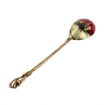 Russian silver spoon with a painted troika. V.I. Kangin. St. Petersburg 1899-1908.