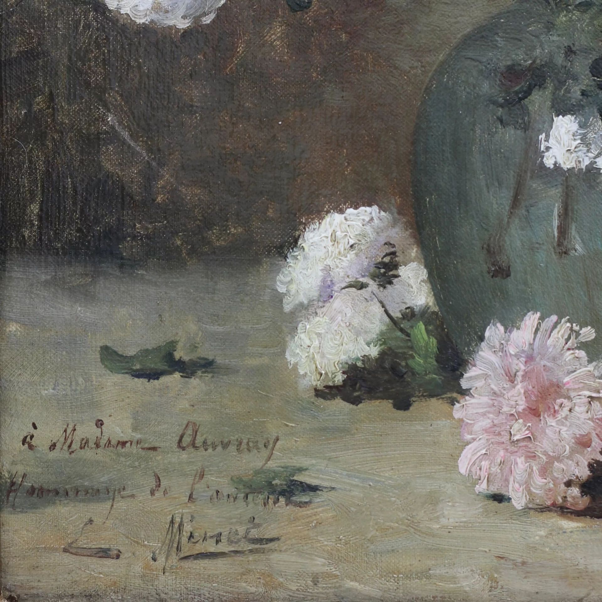 E.L. Minet. Asters. A gentle French still life from 1890 with a shadow of autumn sadness and dedicat - Bild 4 aus 5