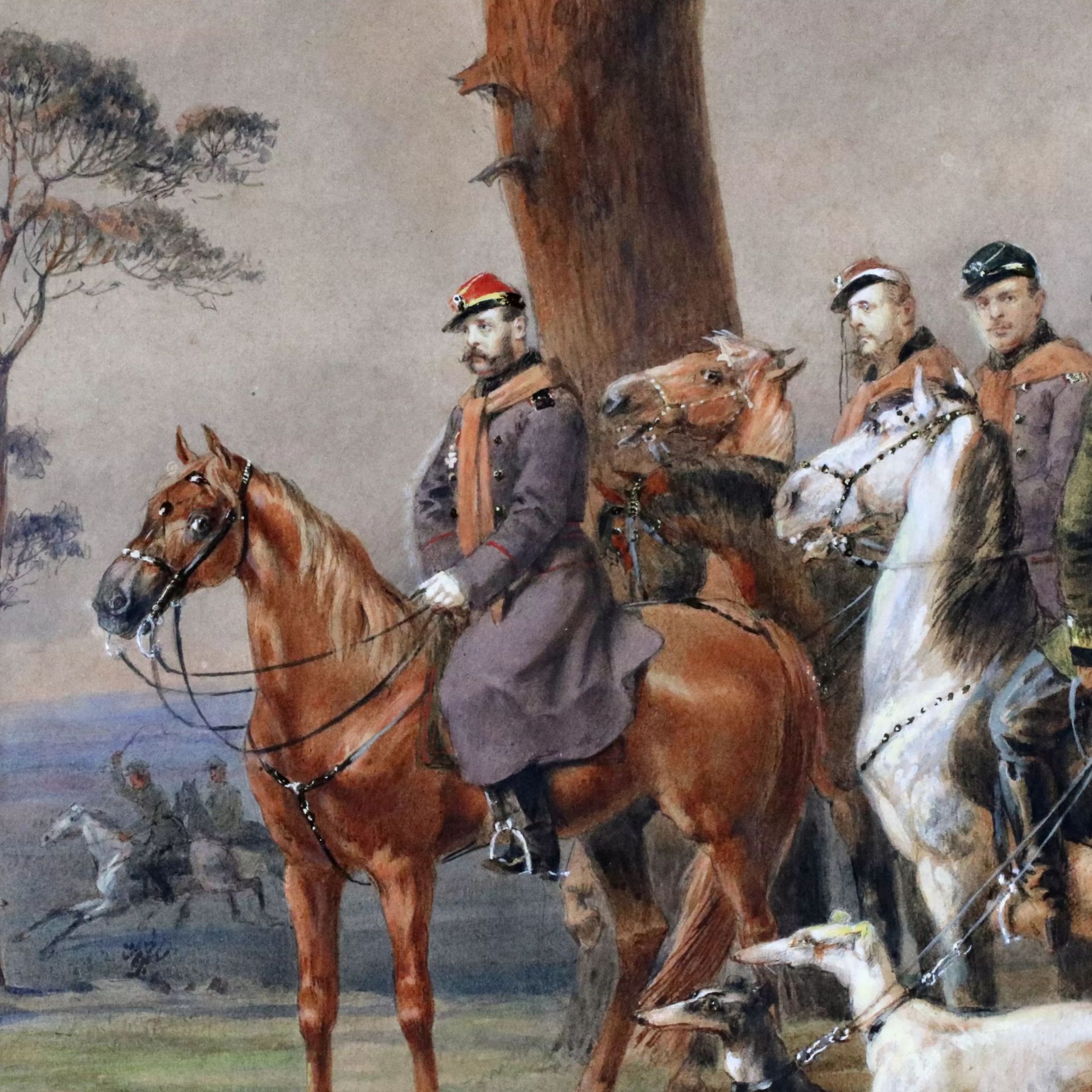 M.A. Zichy. Watercolor. Horse hunting of Alexander II near St. Petersburg. - Bild 8 aus 14