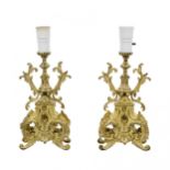 Pair of gilded bronze table lamps.