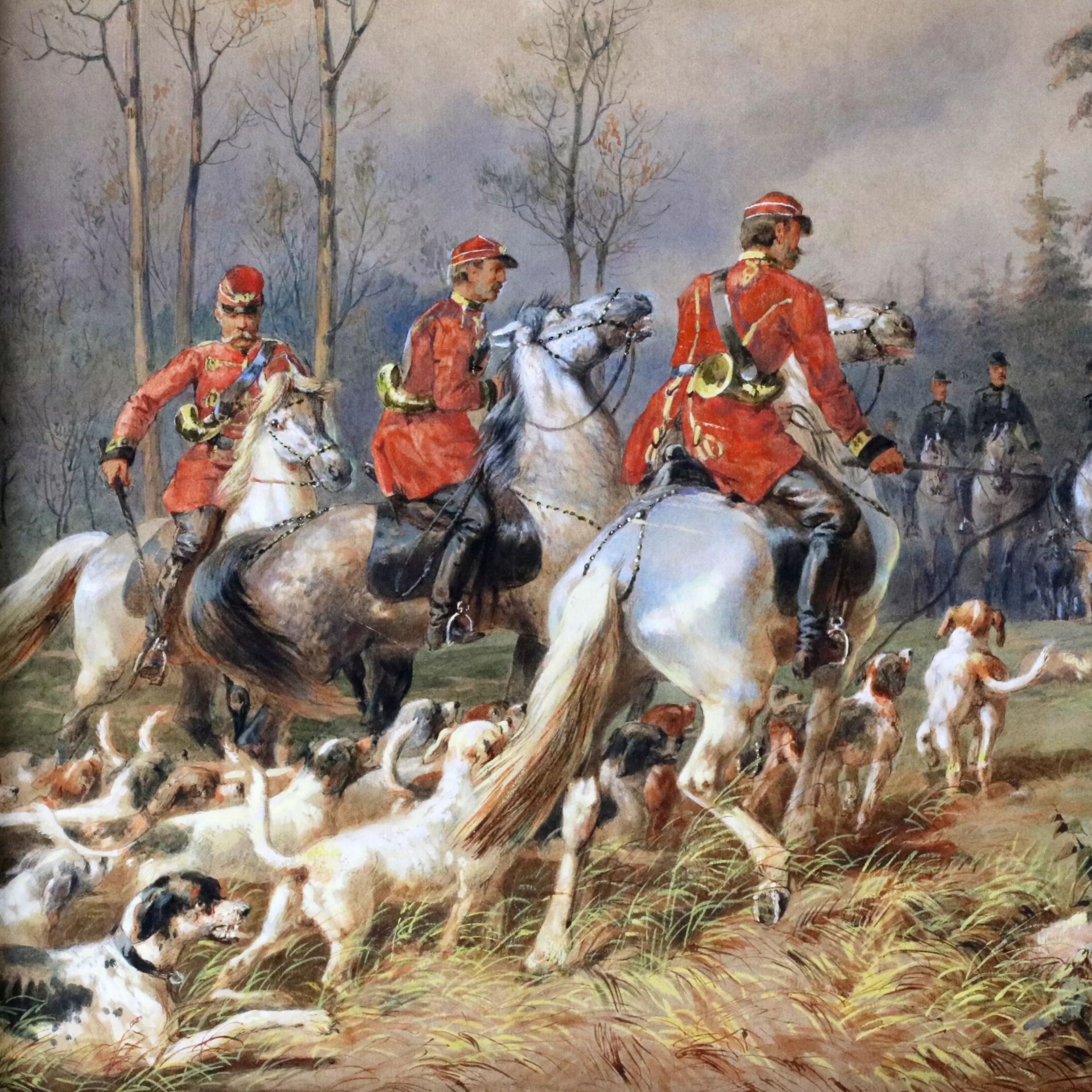 M.A. Zichy. Watercolor. Horse hunting of Alexander II near St. Petersburg. - Bild 7 aus 14